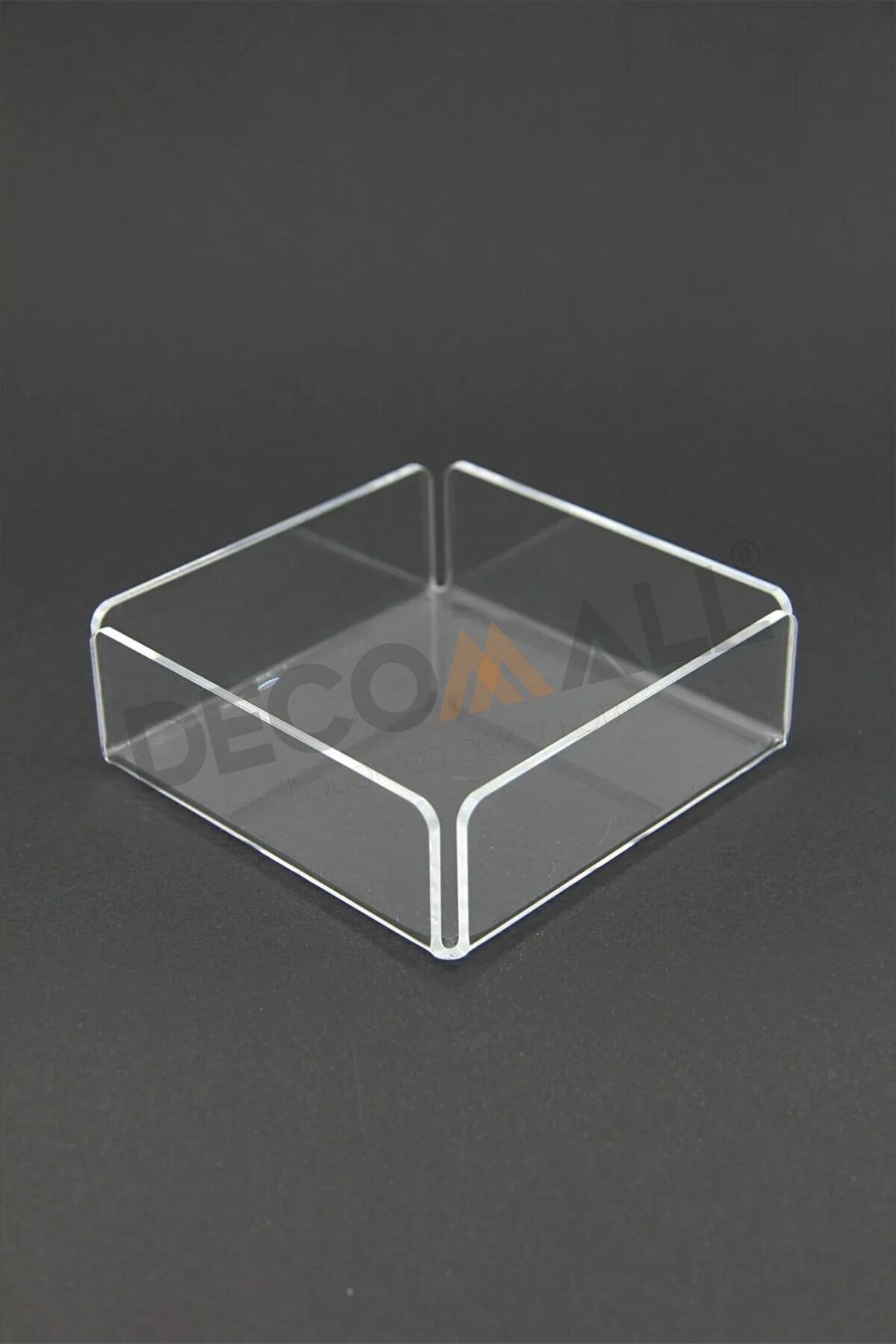 Çerezlik Şeffaf Pleksi Kare Çerezlik Kase Kuruyemişlik Düzenleyici 9,5x9,5 Cm x6 ADET