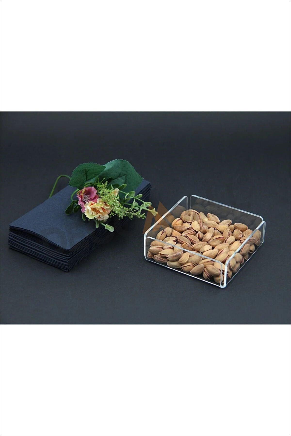 Çerezlik Şeffaf Pleksi Kare Çerezlik Kase Kuruyemişlik Düzenleyici 9,5x9,5 Cm x6 ADET