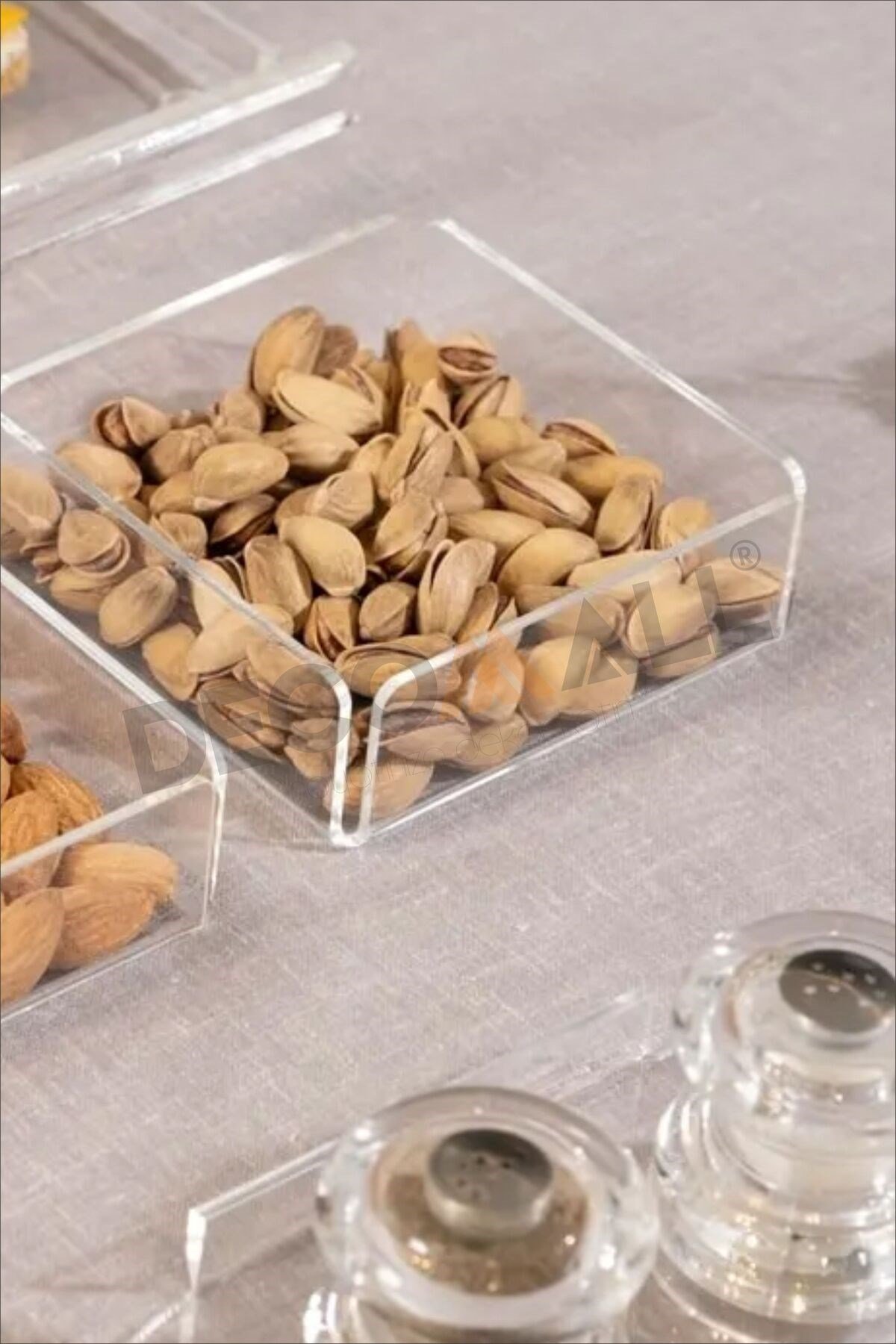 Çerezlik Şeffaf Pleksi Kare Çerezlik Kase Kuruyemişlik Düzenleyici 9,5x9,5 Cm x6 ADET