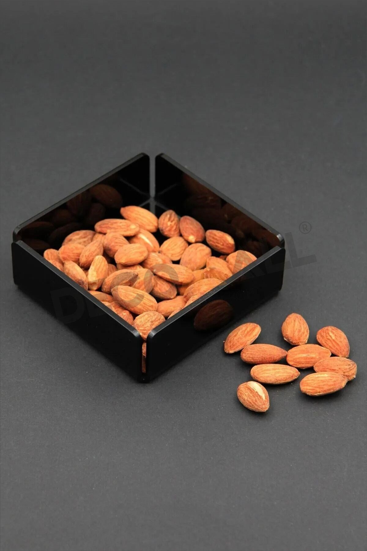 Çerezlik Siyah Pleksi Kare Çerezlik Kase Kuruyemişlik Düzenleyici 9,5x9,5 Cm x6 ADET