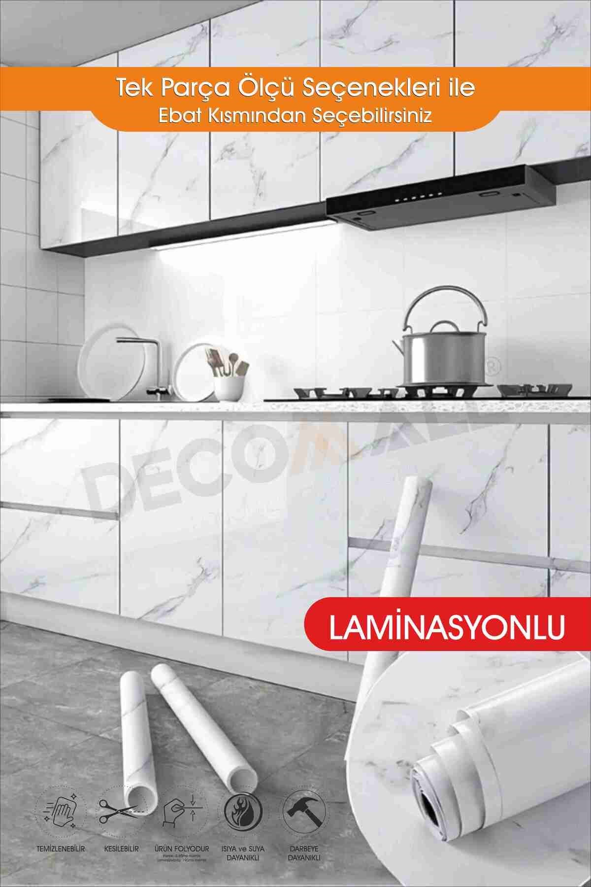 Code 221 Beyaz Mermer Desenli Kendindin Yapışkanlı Folyo mutfak, Banyo, Tezgah Duvar Kağıdı Kaplama