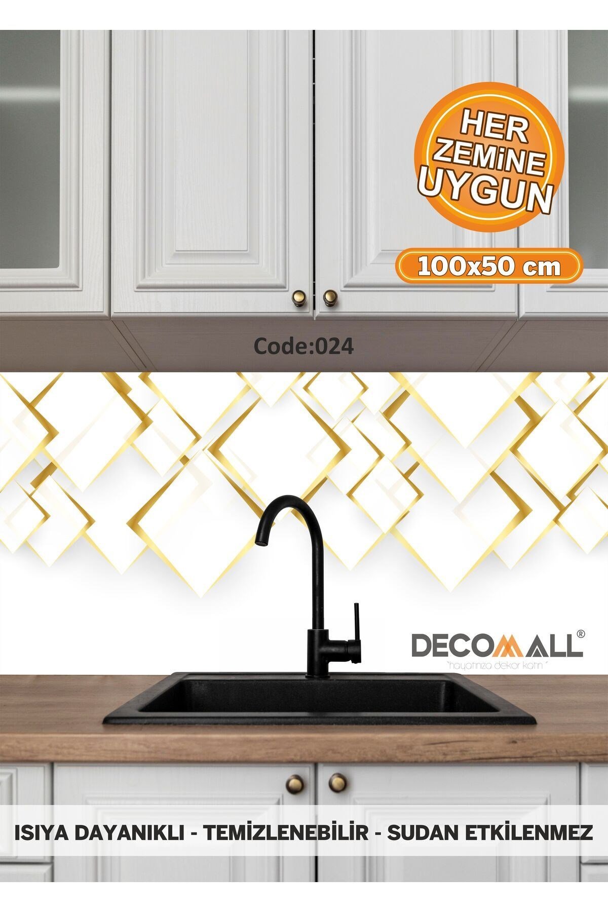 Code 24 YAPIŞKANLI DESENLİ FOLYO DUVAR DOLAP MUTFAK TEZGAH ARASI FOLYO KAPLAMA(50x100cm)