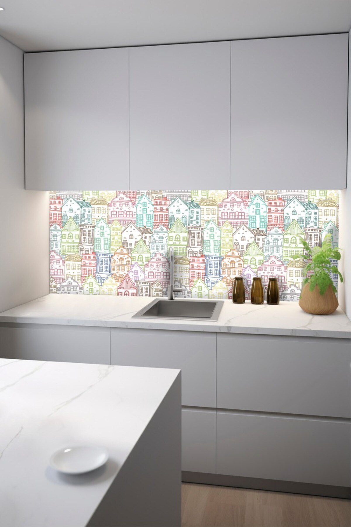 Code 31 Yapışkanlı Desenli Folyo Duvar Dolap Mutfak Tezgah Arası Folyo Kaplama(50X100CM)