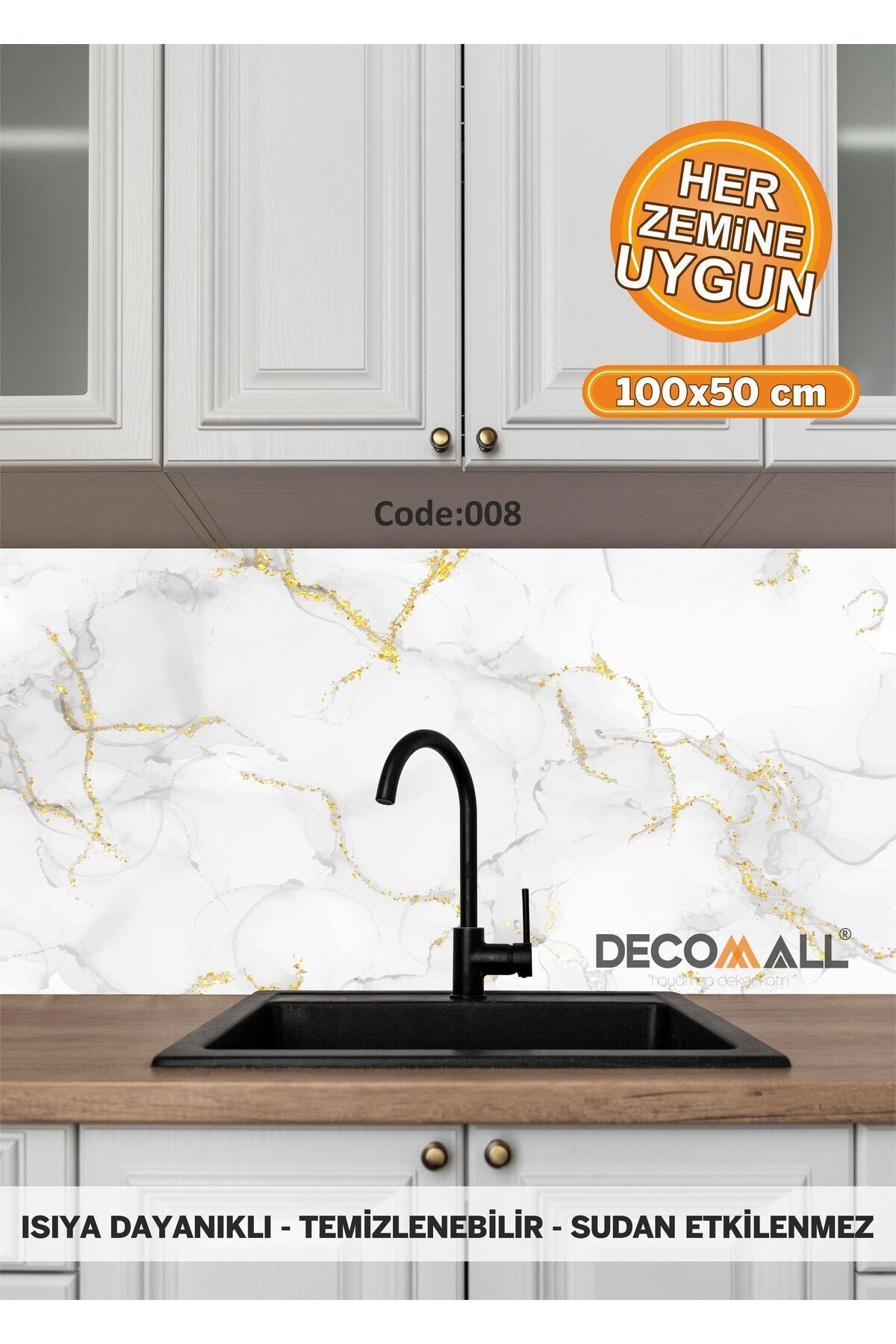 Code 8 YAPIŞKANLI DESENLİ FOLYO DUVAR DOLAP MUTFAK TEZGAH ARASI FOLYO KAPLAMA(50x100cm)