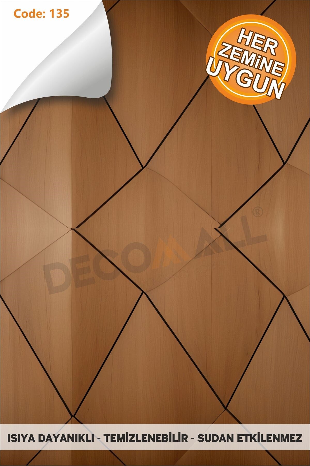 Code135 KENDİNDEN YAPIŞKANLI DUVAR KAPLAMA AHŞAP ÇİTA GÖRÜNÜMLÜ FOLYO İSKANDİNAV PANEL (100X300cm)