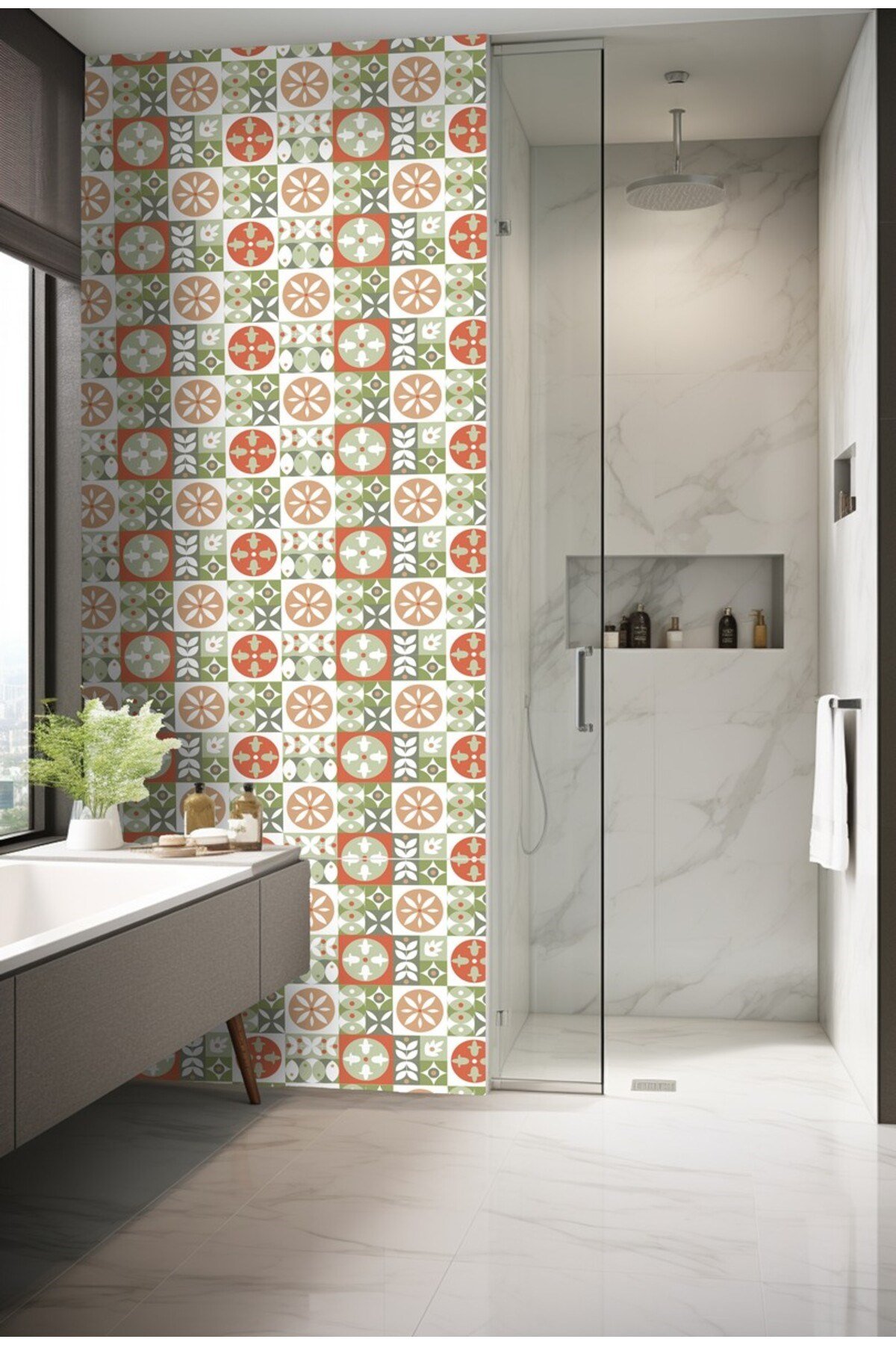 code145 Suya Dayanıklı Mutfak Banyo Zemin Mermer Mobilya Fayans Yapışkanlı Folyo (LAMİNASYONLU)