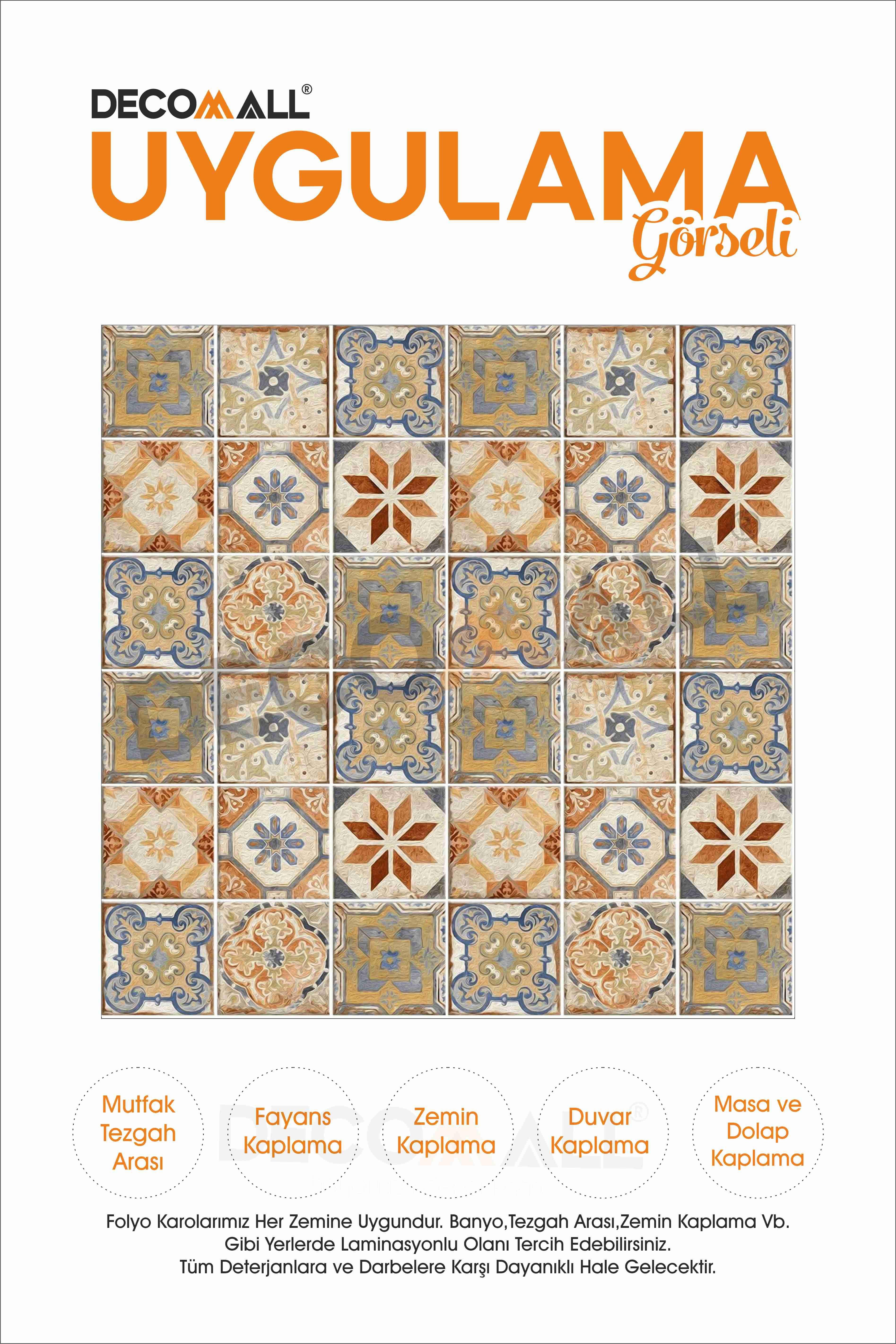 CodeK-18 Kendinden Yapışkanlı FOLYO KARO Suya Dayanıklı Mutfak Banyo Zemin Kaplama 30x30 Cm(4 ADET)