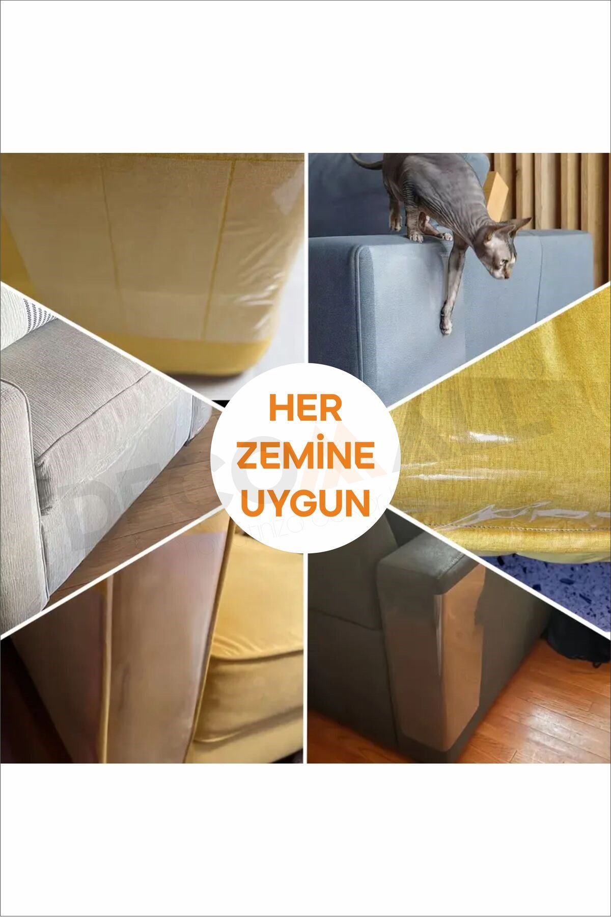 DD 100 x 100 cm Kedi Koltuk Tırmalama Koruyucu Şeffaf Yapışkanlı Mobilya Tırmalama Önleyici Koruma