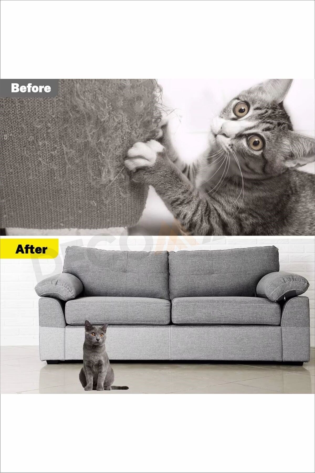 DD 100 x 50 cm Kedi Koltuk Tırmalama Koruyucu Şeffaf Yapışkanlı Mobilya Tırmalama Önleyici Koruma
