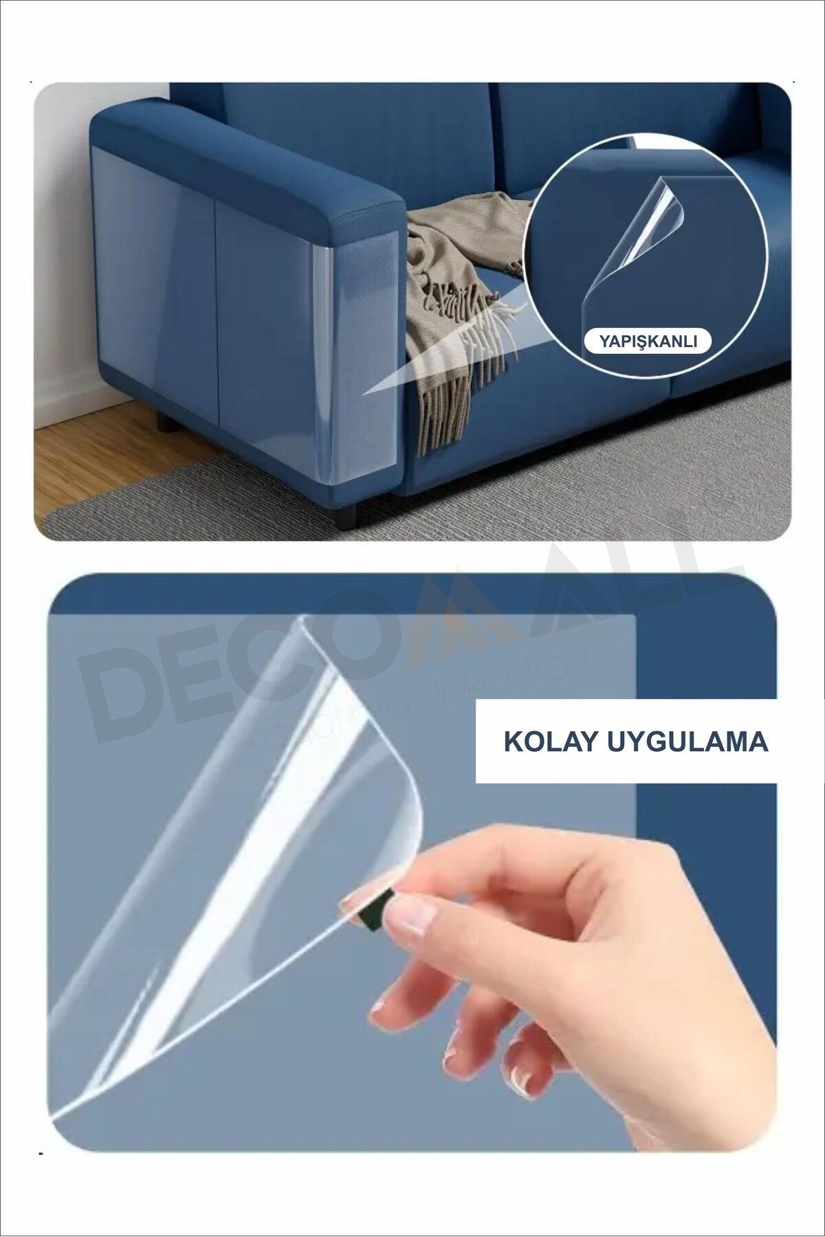 DD 20 x 50 cm Kedi Koltuk Tırmalama Koruyucu Şeffaf Yapışkanlı Mobilya Tırmalama Önleyici Koruma