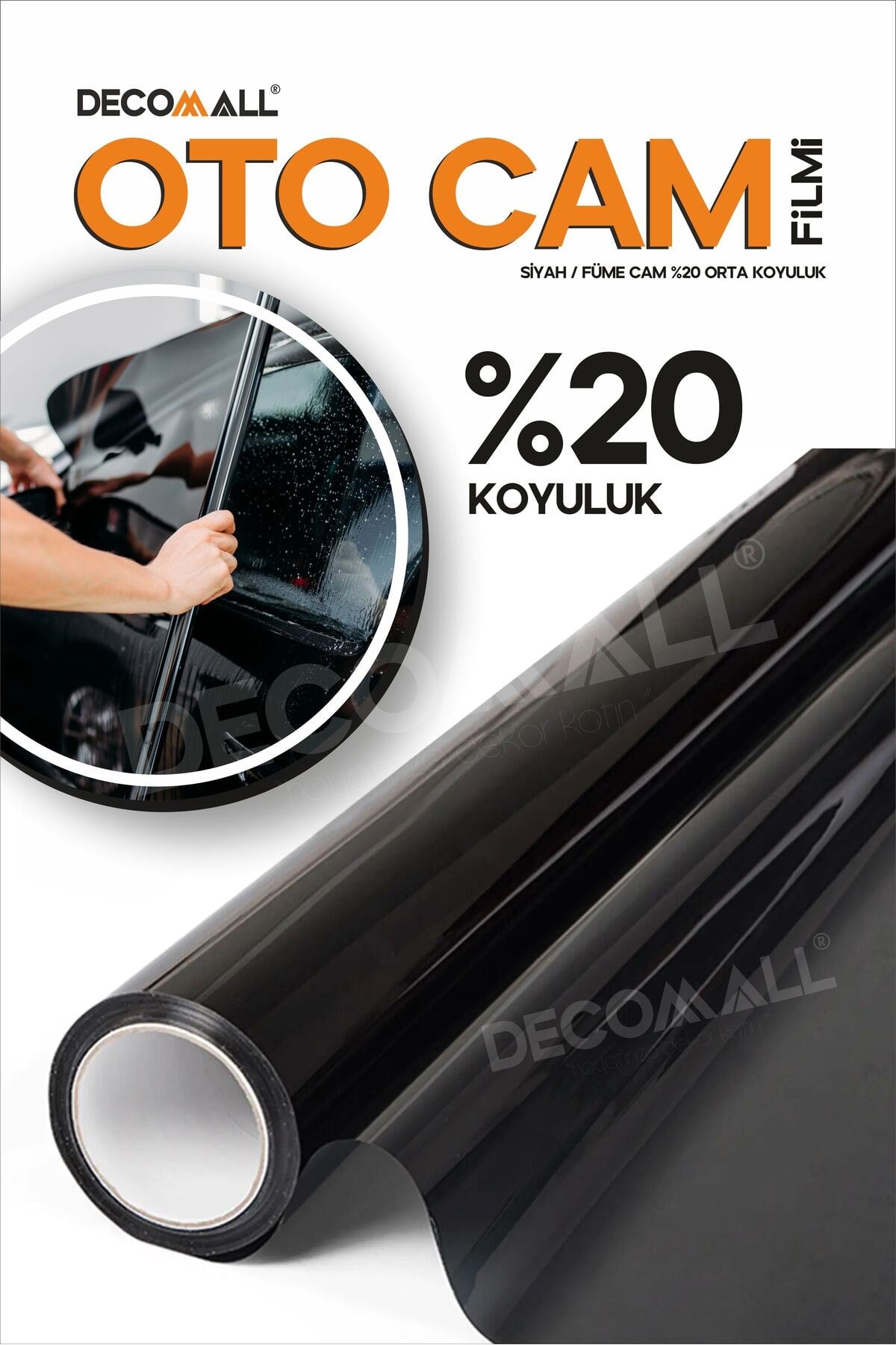 Dd Oto Cam Filmi 75cm x 3m %20 Siyah Koyu Ton Güneş Koruyucu Isı ve Işık Önleyici Cam Fİlmi