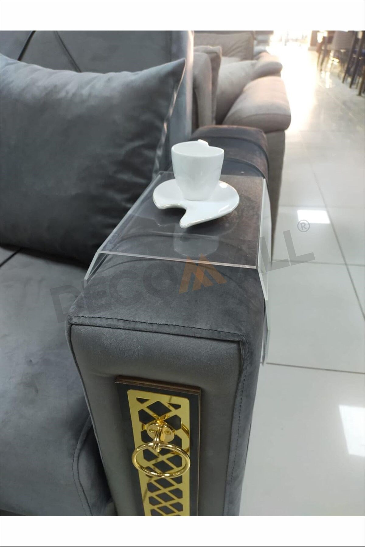 DD Şeffaf Koltuk Tepsisi Yan Sehpa - Amerikan Servisi Koltuk Kenarı Sehpası 20x40 Cm 1 ADET