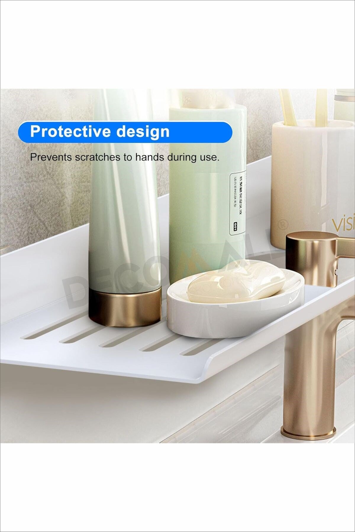 Delikli Banyo Raf Beyaz x1 Adet 40x10cm Banyo Düzenleyici Banyo Raf Sabunluk Raf Düzenleyici