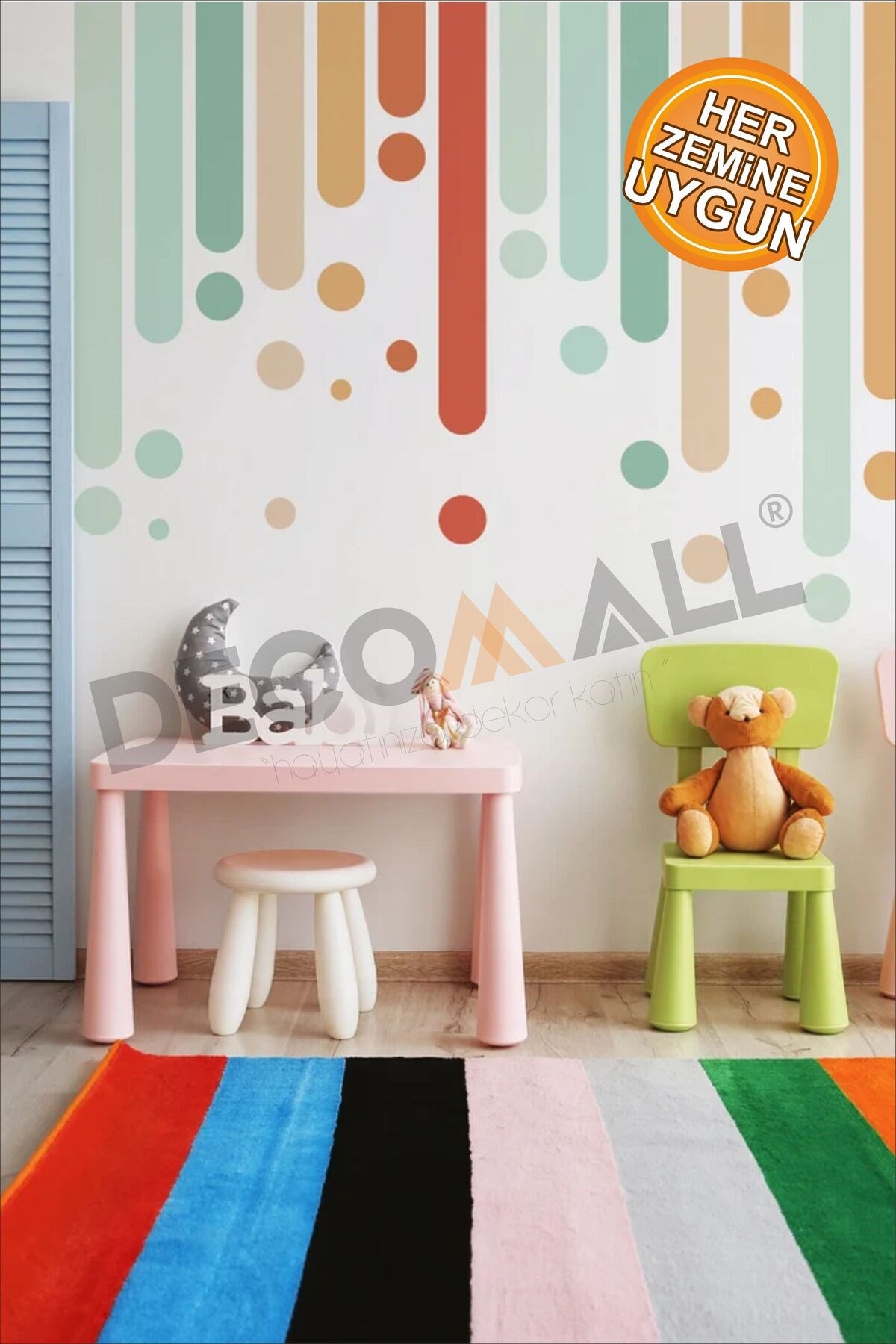 DS-22 BOHEM KEMER MİNİMALİST PİNTEREST GÖKKUŞAĞI ÇOCUK ODASI DUVAR STİCKERİ KENDİNDEN YAPIŞKANLI