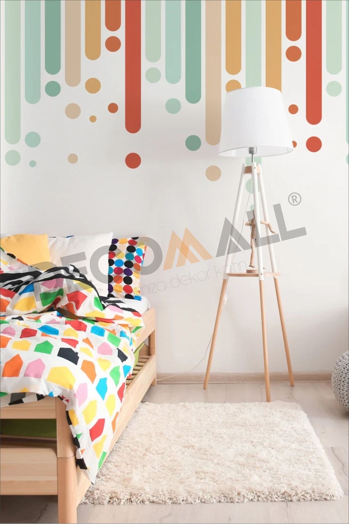 DS-22 BOHEM KEMER MİNİMALİST PİNTEREST GÖKKUŞAĞI ÇOCUK ODASI DUVAR STİCKERİ KENDİNDEN YAPIŞKANLI