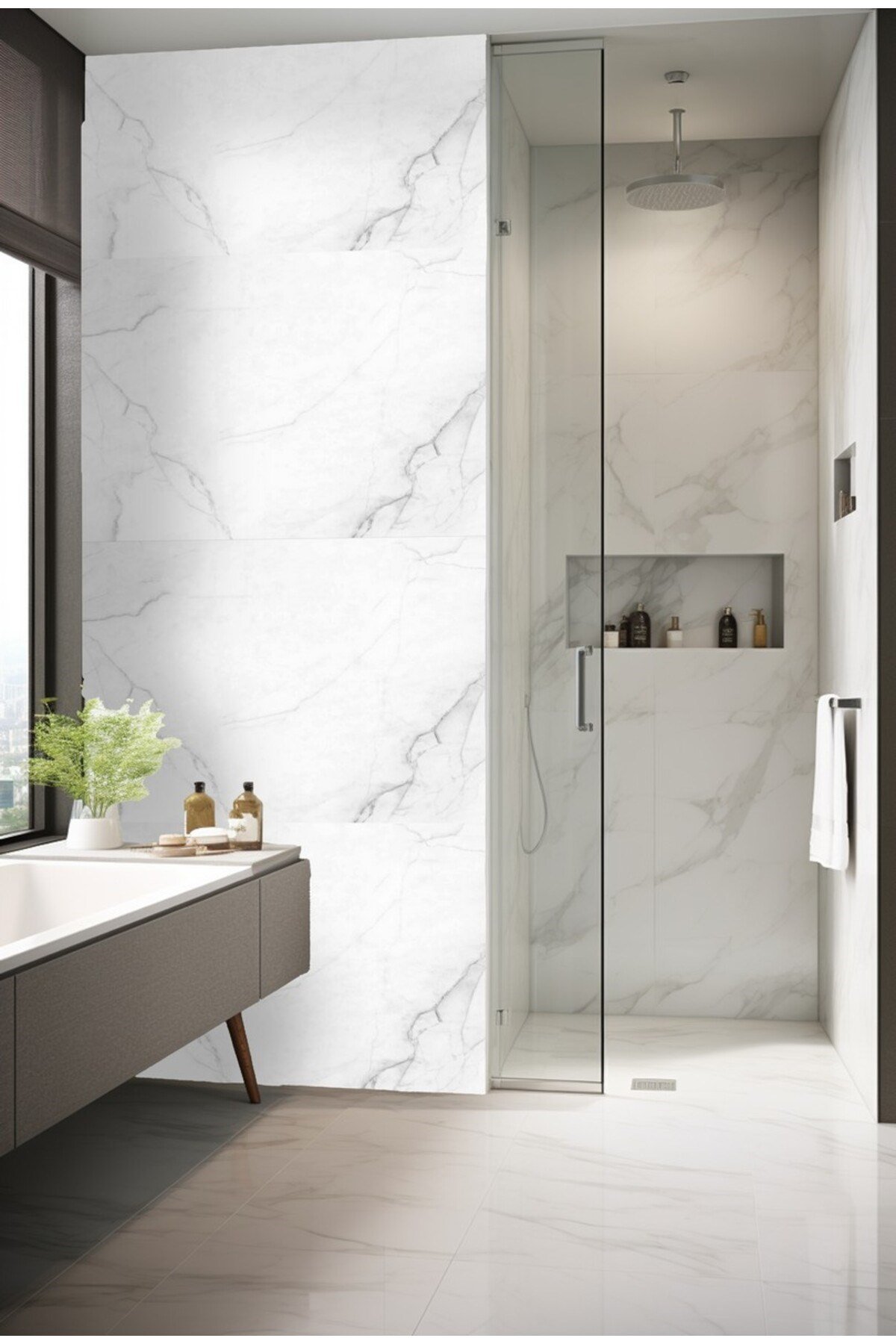 Duvar 13 Suya Dayanıklı Mutfak Banyo Zemin Mermer Fayans Yapışkanlı Folyo Kaplama (70X100CM)