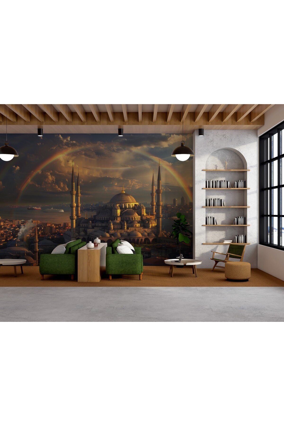 H-1s Modern İstanbul Silüeti Duvar Posteri – Kendinden Yapışkanlı Dekoratif Duvar Kağıdı Yeni Nesil