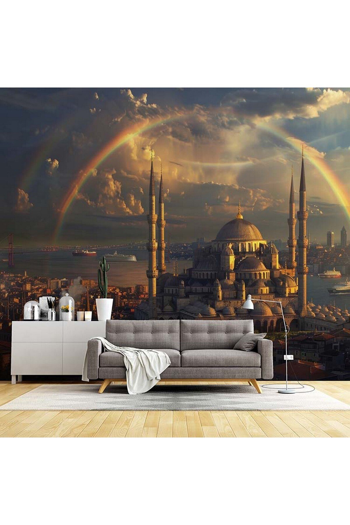 H-1s Modern İstanbul Silüeti Duvar Posteri – Kendinden Yapışkanlı Dekoratif Duvar Kağıdı Yeni Nesil