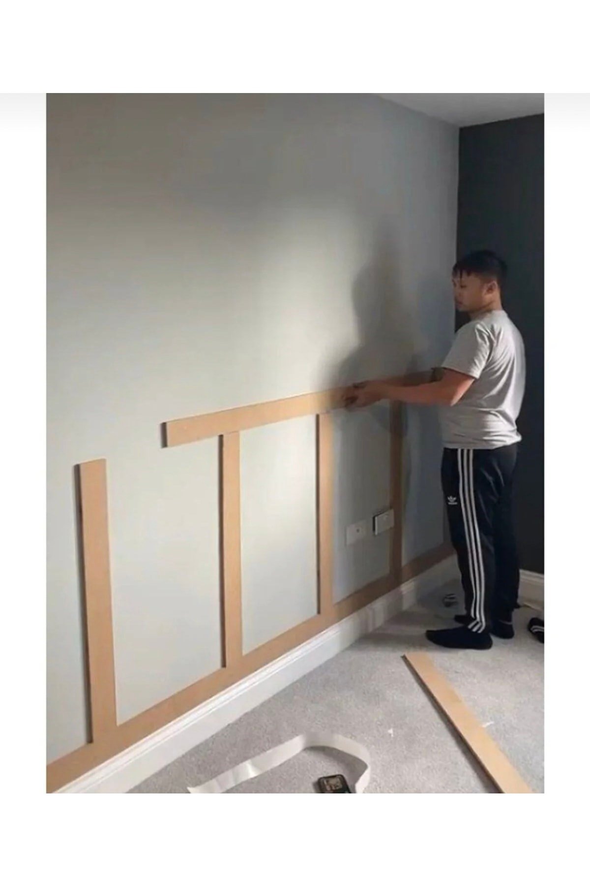 Iskandinav Duvar Çitası 1 Paket ( 5 Adet) 100x8 cm Dekoratif Mdf Duvar Çitası