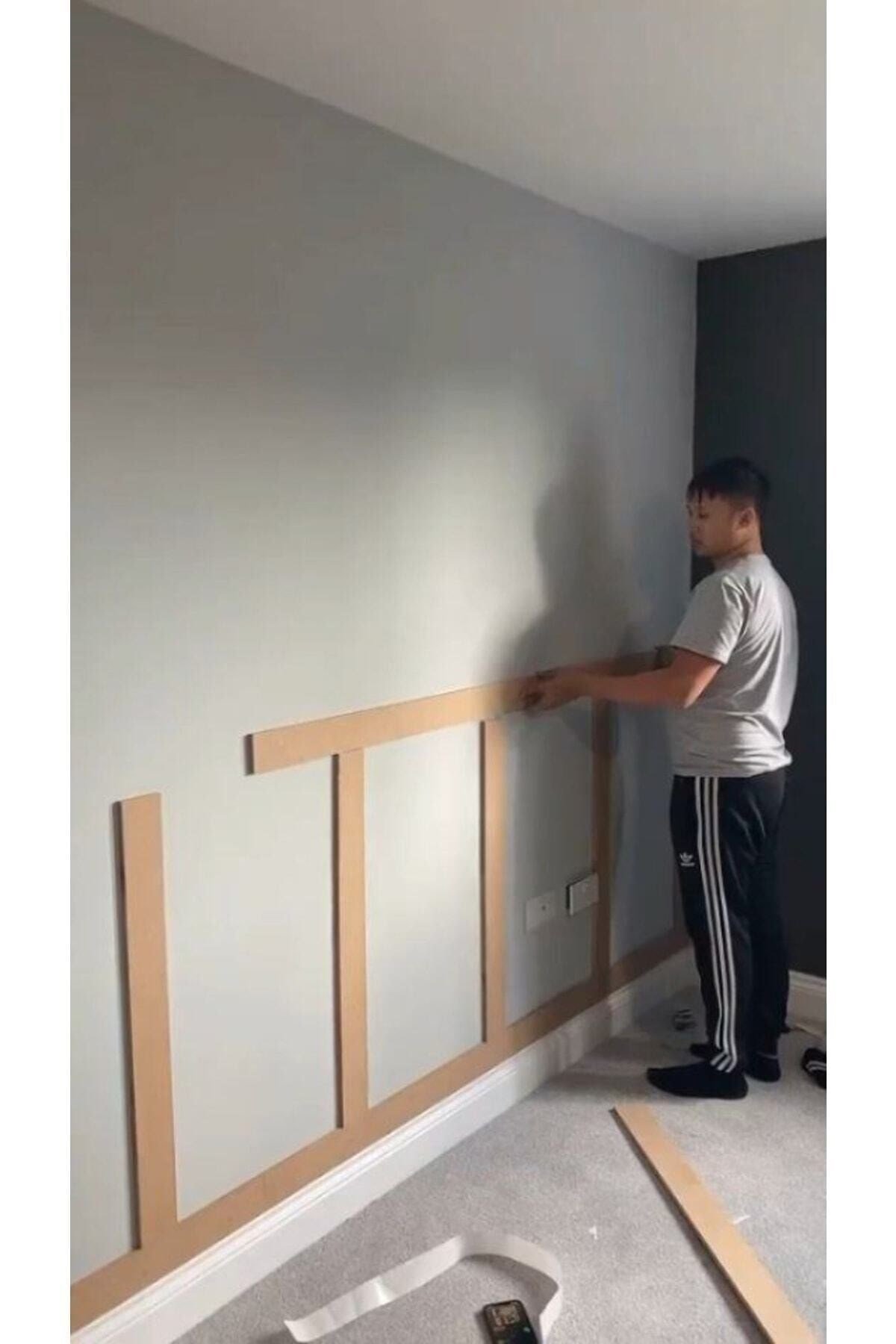 Iskandinav Duvar Çıtası 1 Paket(5 Adet) 100×8 Cm Dekoratif Mdf Duvar Çıtası