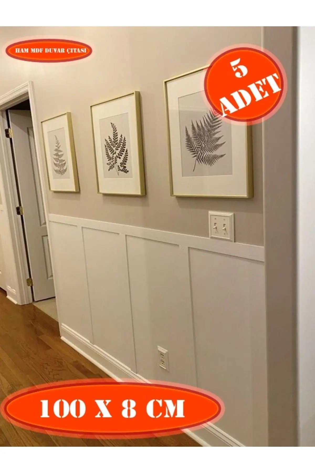 İskandinav Duvar Çıtası 100cm x 8 cm (5 ADET) Çocuk Odası Duvar Dekorasyonu , Duvar Çıtası