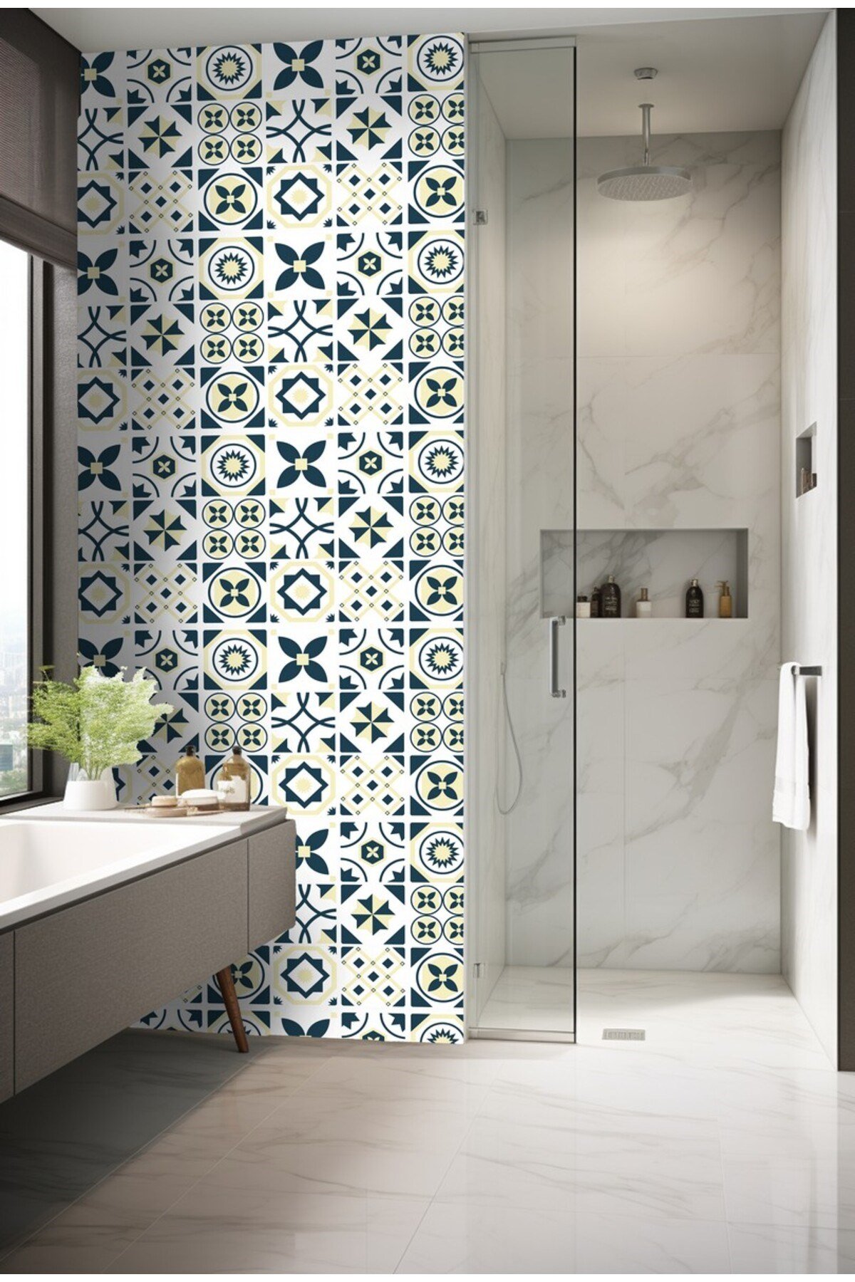 K-26 Kendinden Yapışkanlı FOLYO Suya Dayanıklı Mutfak Banyo Zemin Kaplama 30x30cm(Laminasyonlu)