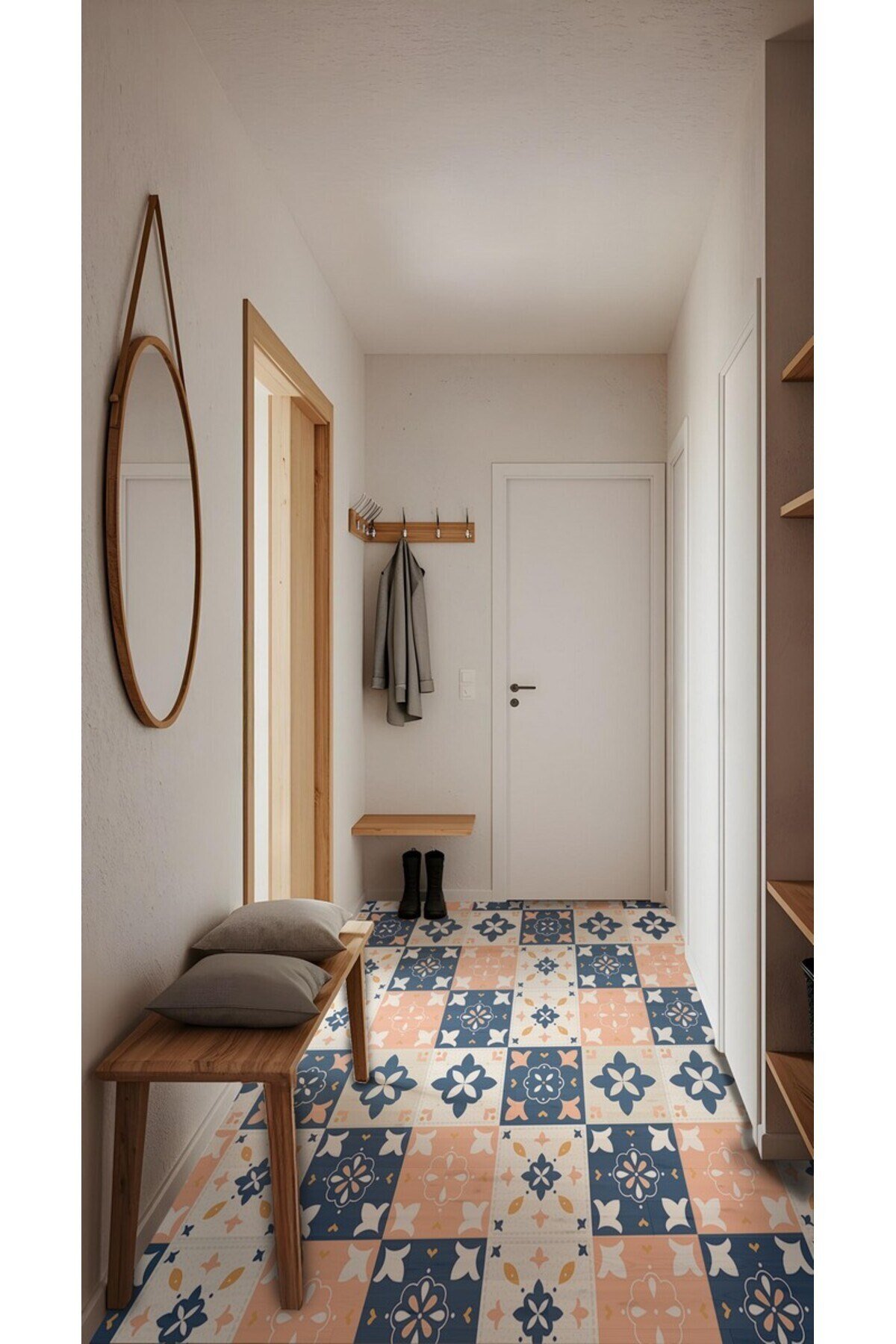 K-29 Kendinden Yapışkanlı FOLYO KARO Suya Dayanıklı Mutfak Banyo Zemin Kaplama 30x30 Cm(4 ADET)