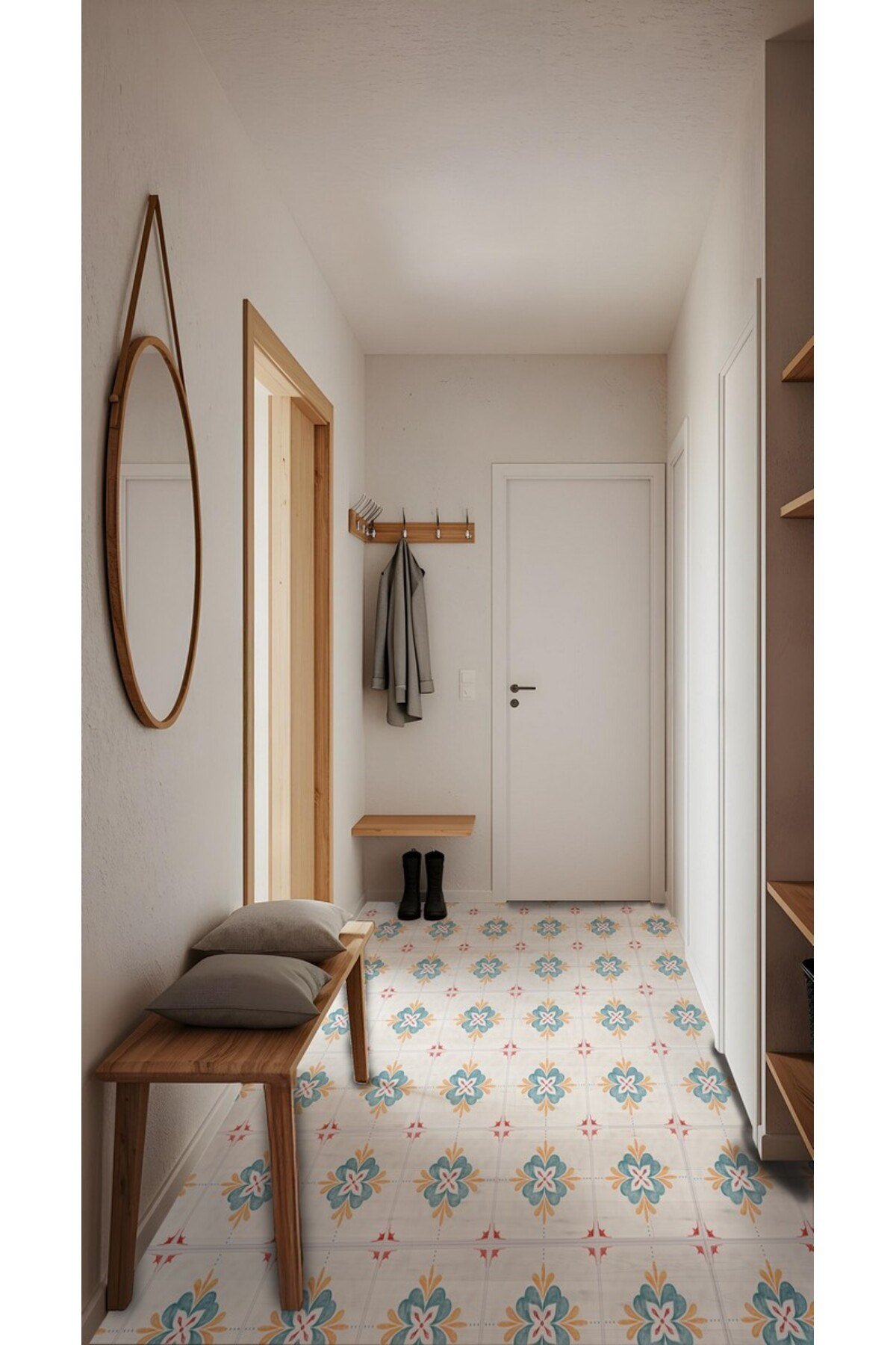 K-36 Kendinden Yapışkanlı FOLYO KARO Suya Dayanıklı Mutfak Banyo Zemin Kaplama 30x30 Cm(4 ADET)