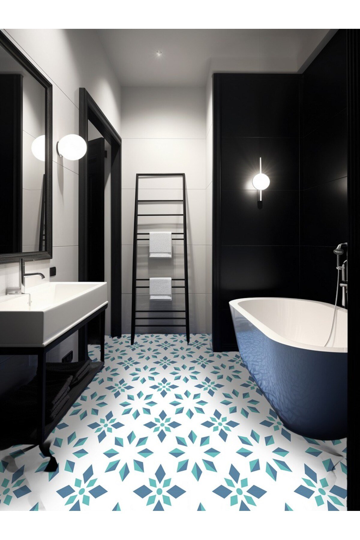 K-43 Kendinden Yapışkanlı FOLYO KARO Suya Dayanıklı Mutfak Banyo Zemin Kaplama 30x30 Cm(4 ADET)