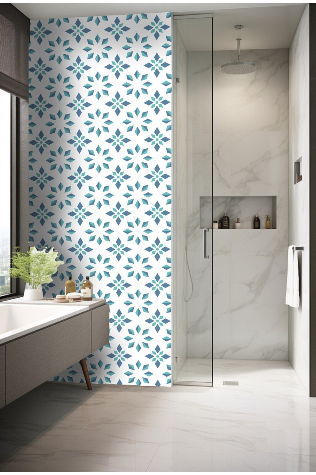 K-43 Kendinden Yapışkanlı FOLYO Suya Dayanıklı Mutfak Banyo Zemin Kaplama 30x30cm (Laminasyonlu)