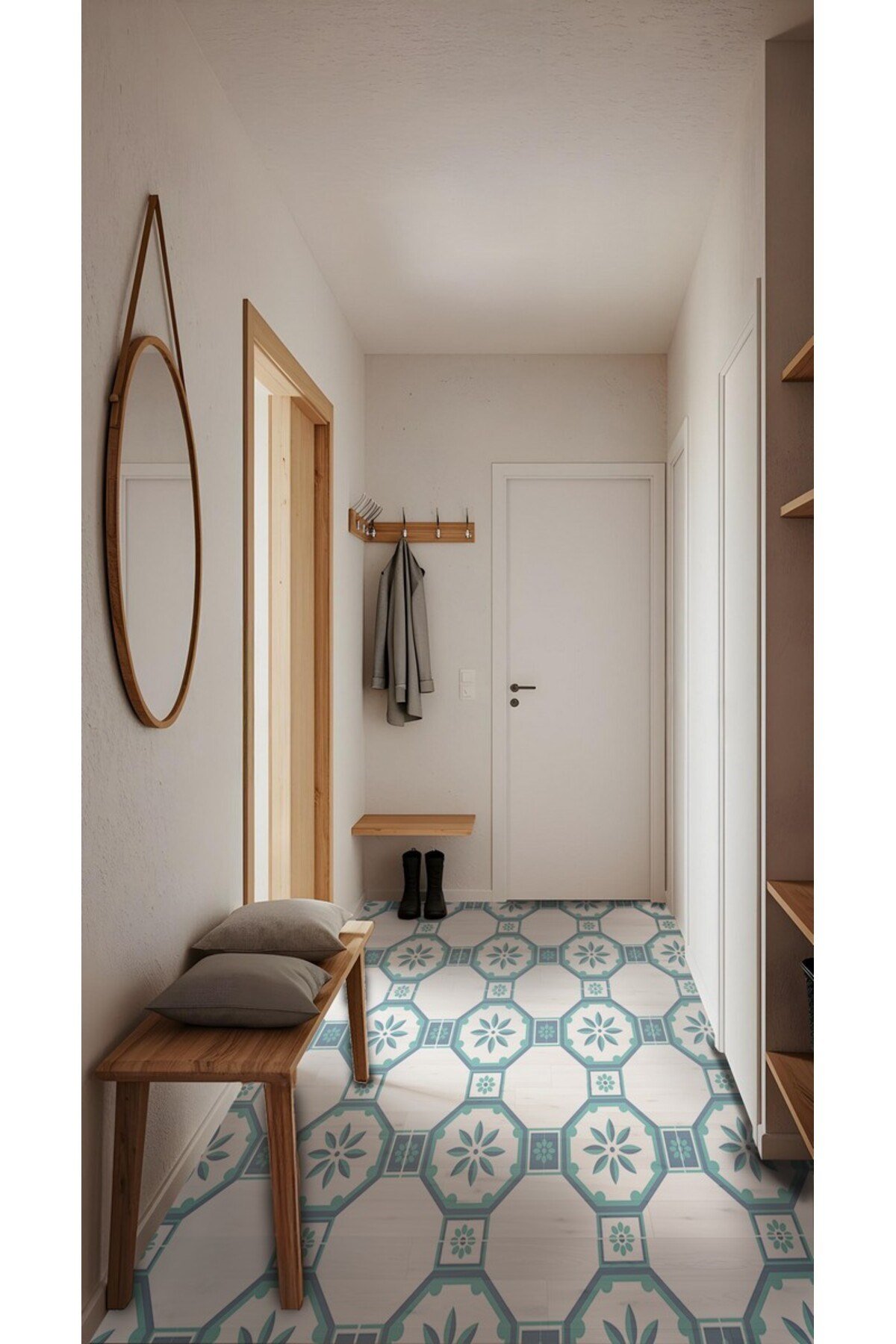 K-44 Kendinden Yapışkanlı FOLYO Suya Dayanıklı Mutfak Banyo Zemin Kaplama 30x30cm (Laminasyonlu)