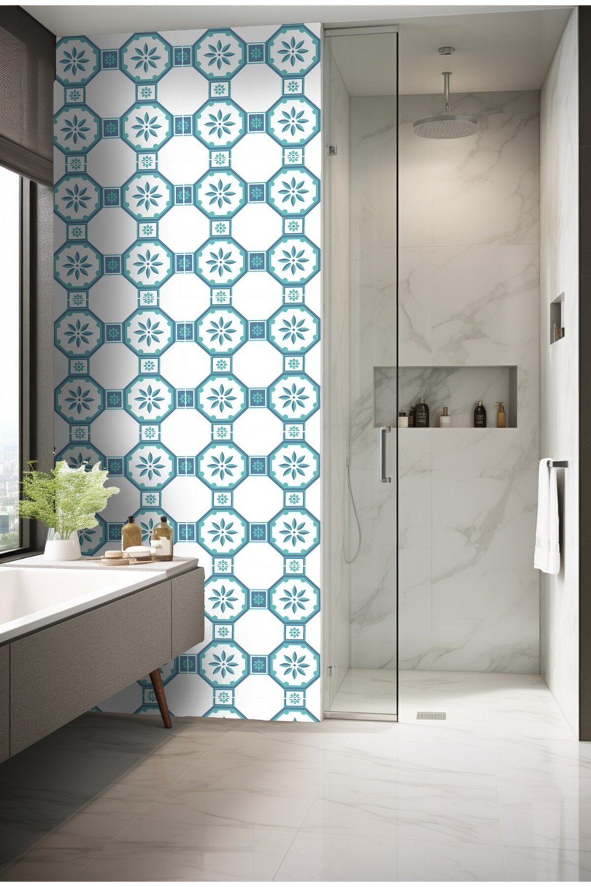K-44 Kendinden Yapışkanlı FOLYO Suya Dayanıklı Mutfak Banyo Zemin Kaplama 30x30cm (Laminasyonlu)