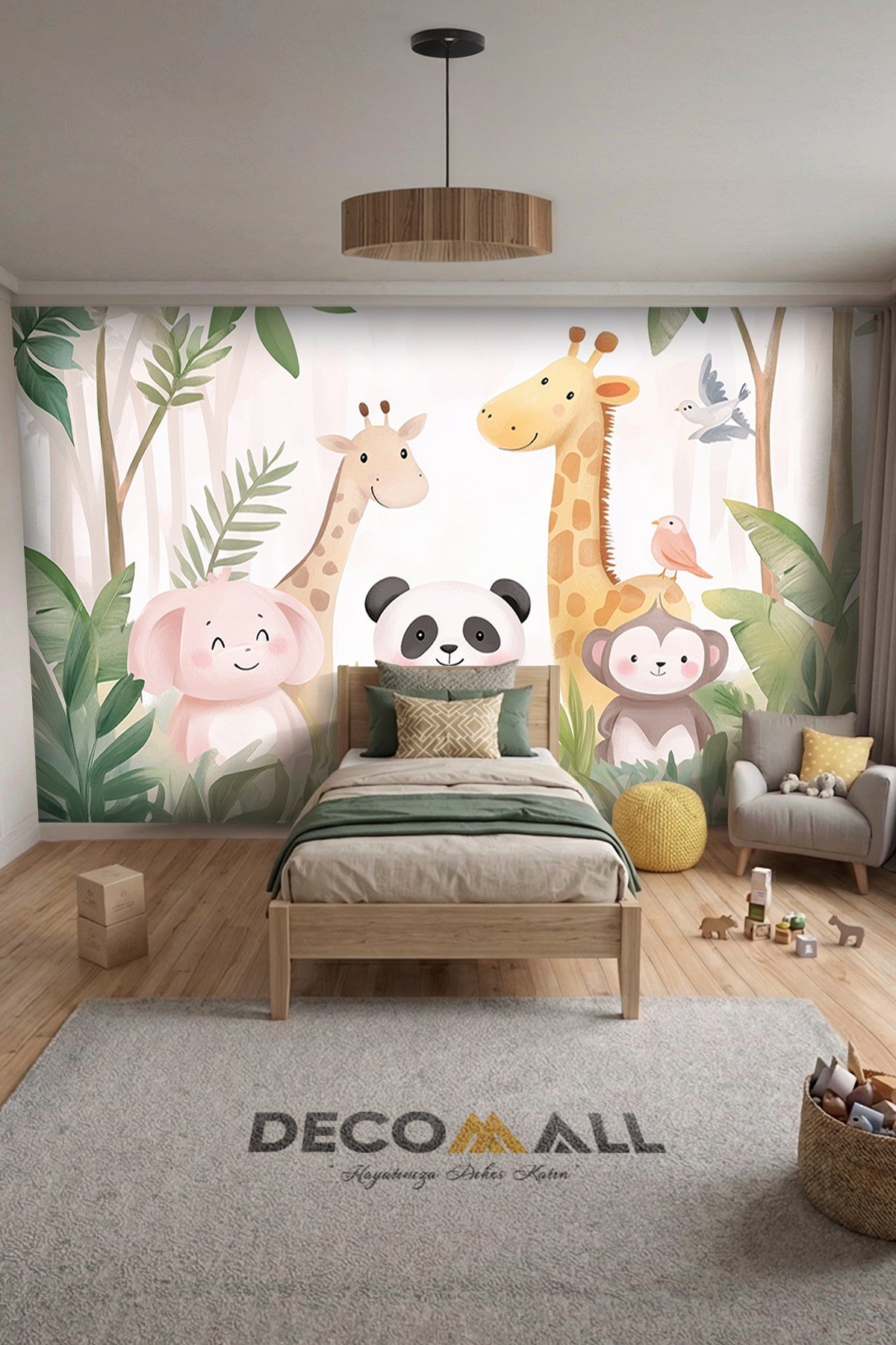(Kids-10) Çocuk Bekek Genç Odası Tek Parça Duvar Kağıdı Kabartmalı 3D Görünümlü Yapışkan Hediyeli