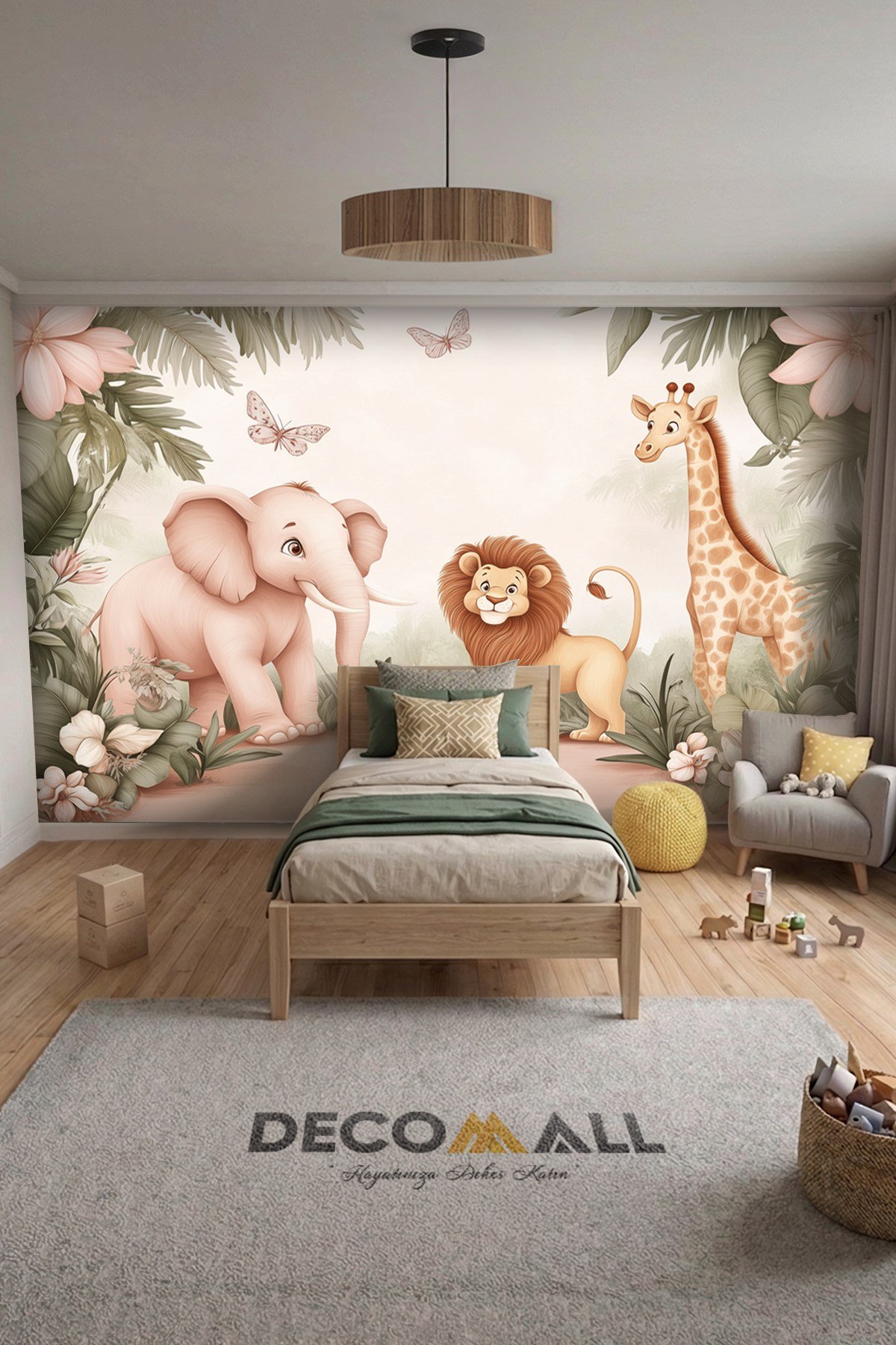 (Kids-12) Çocuk Bekek Genç Odası Tek Parça Duvar Kağıdı Kabartmalı 3D Görünümlü Yapışkan Hediyeli