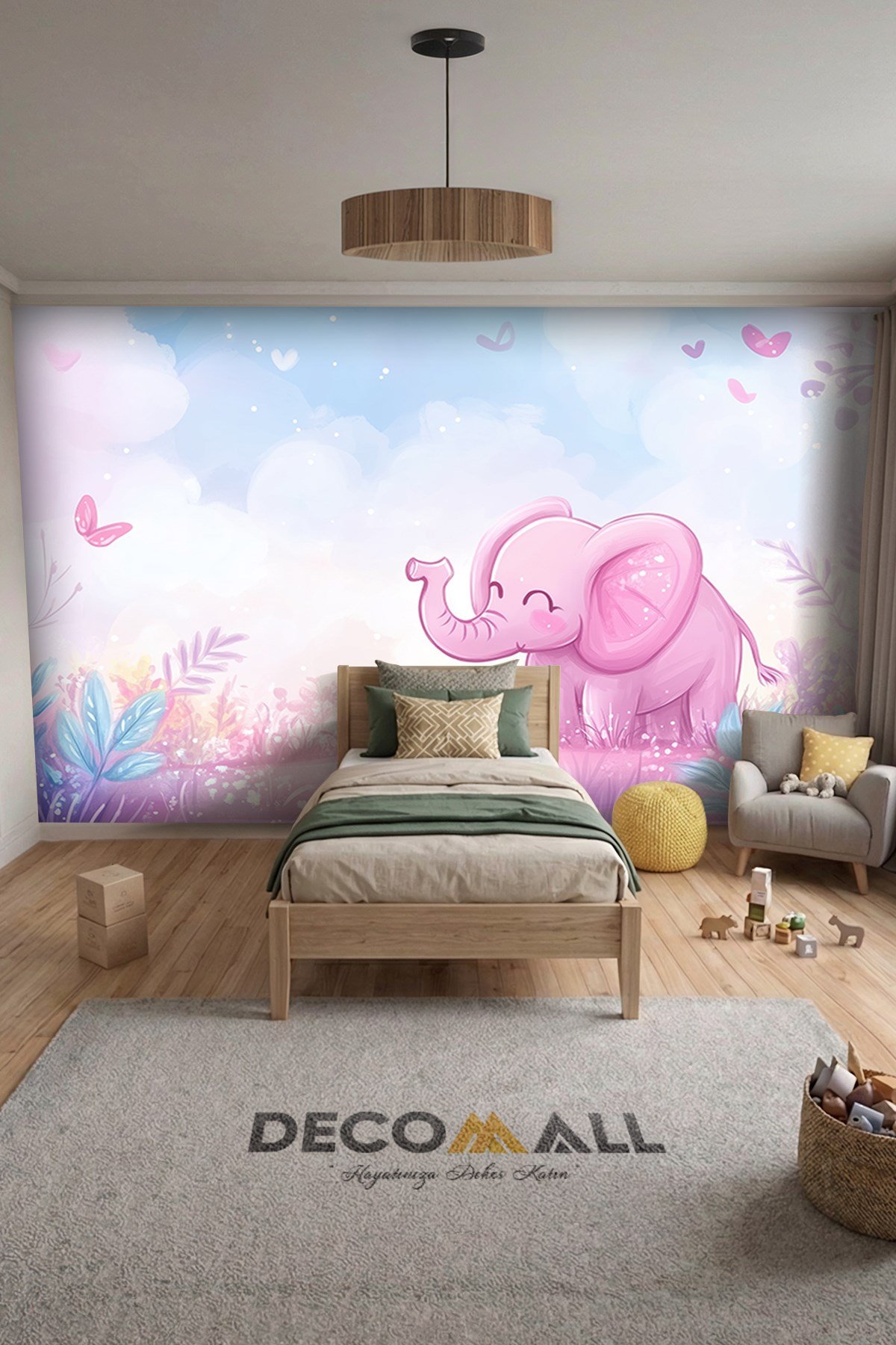 (Kids-15) Çocuk Bekek Genç Odası Tek Parça Duvar Kağıdı Kabartmalı 3D Görünümlü Yapışkan Hediyeli