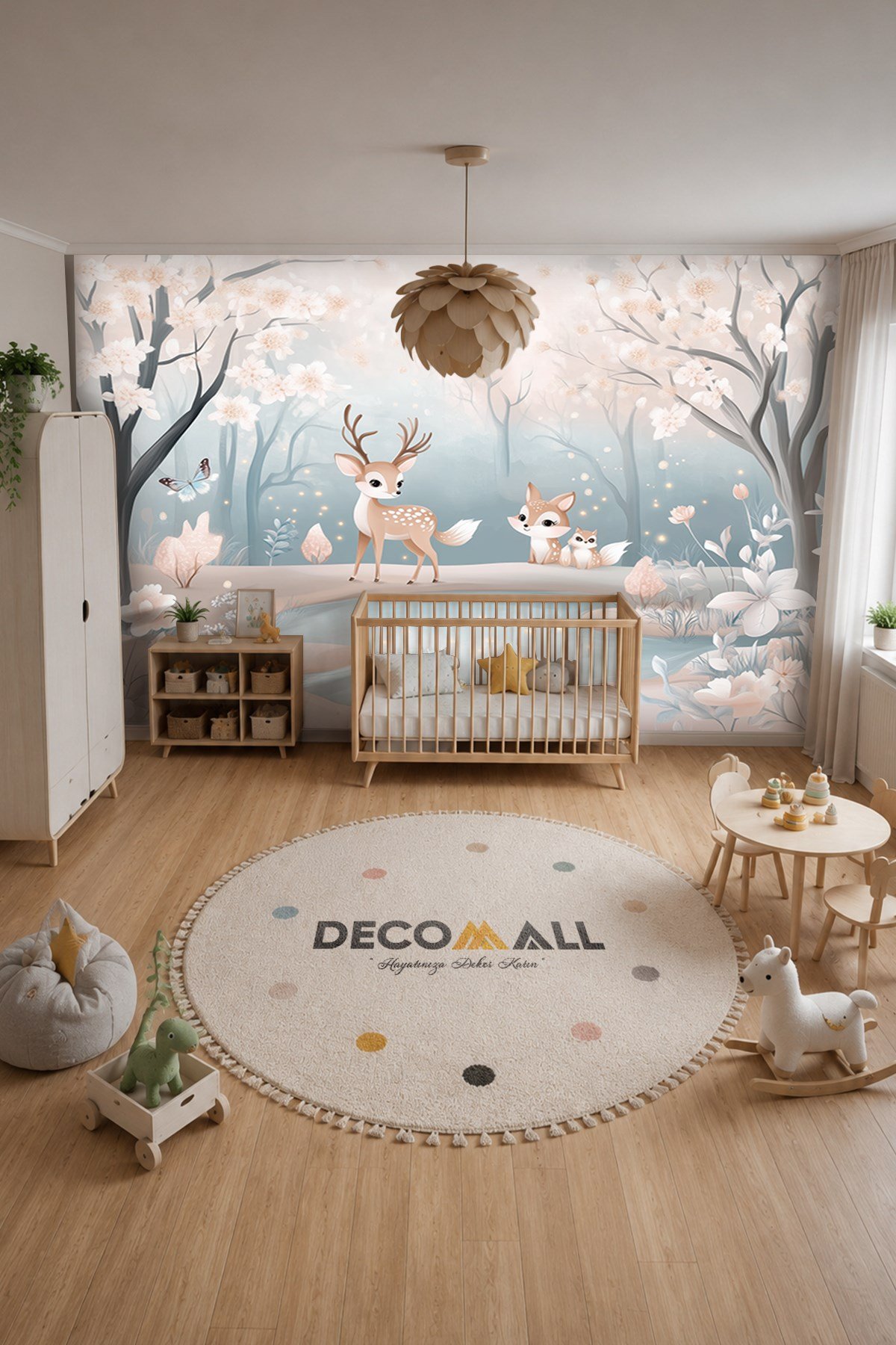 (Kids-18) Çocuk Bekek Genç Odası Tek Parça Duvar Kağıdı Kabartmalı 3D Görünümlü Yapışkan Hediyeli