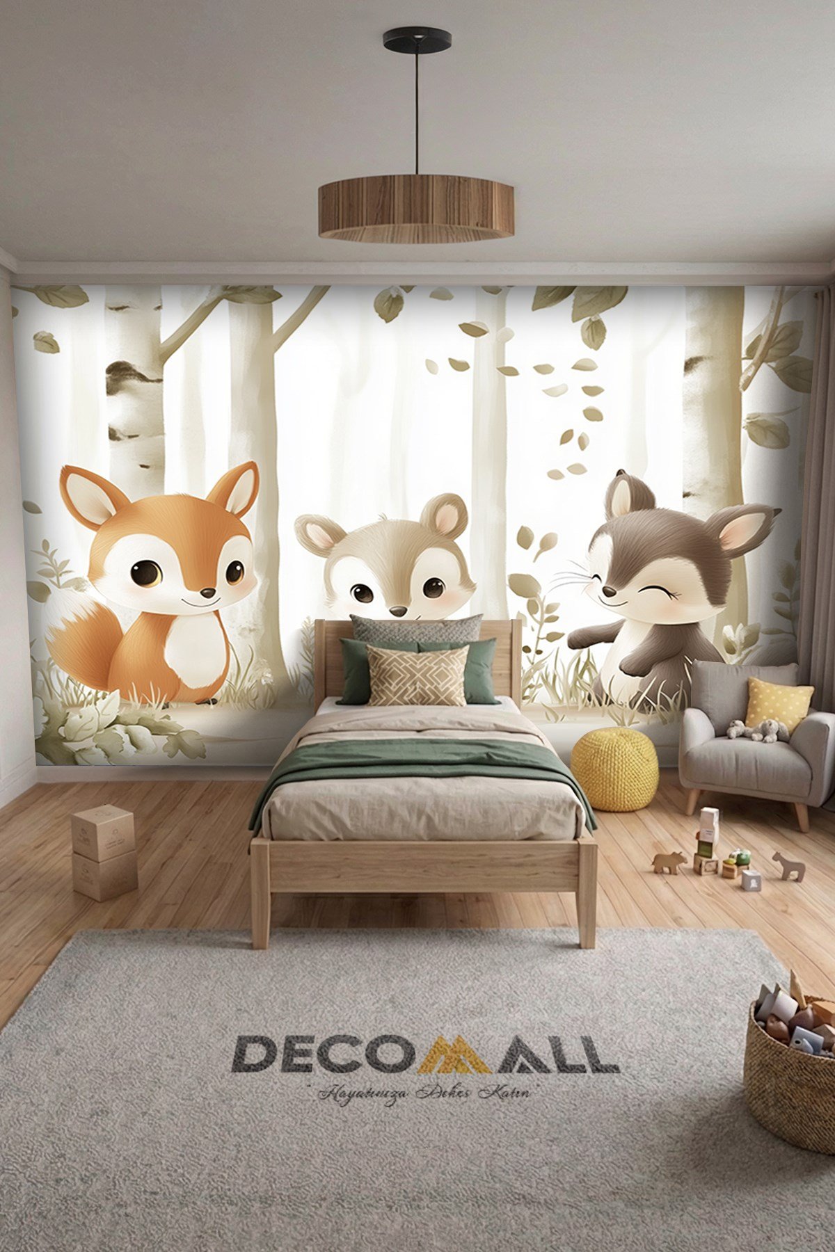 (Kids-19) Çocuk Bekek Genç Odası Tek Parça Duvar Kağıdı Kabartmalı 3D Görünümlü Yapışkan Hediyeli