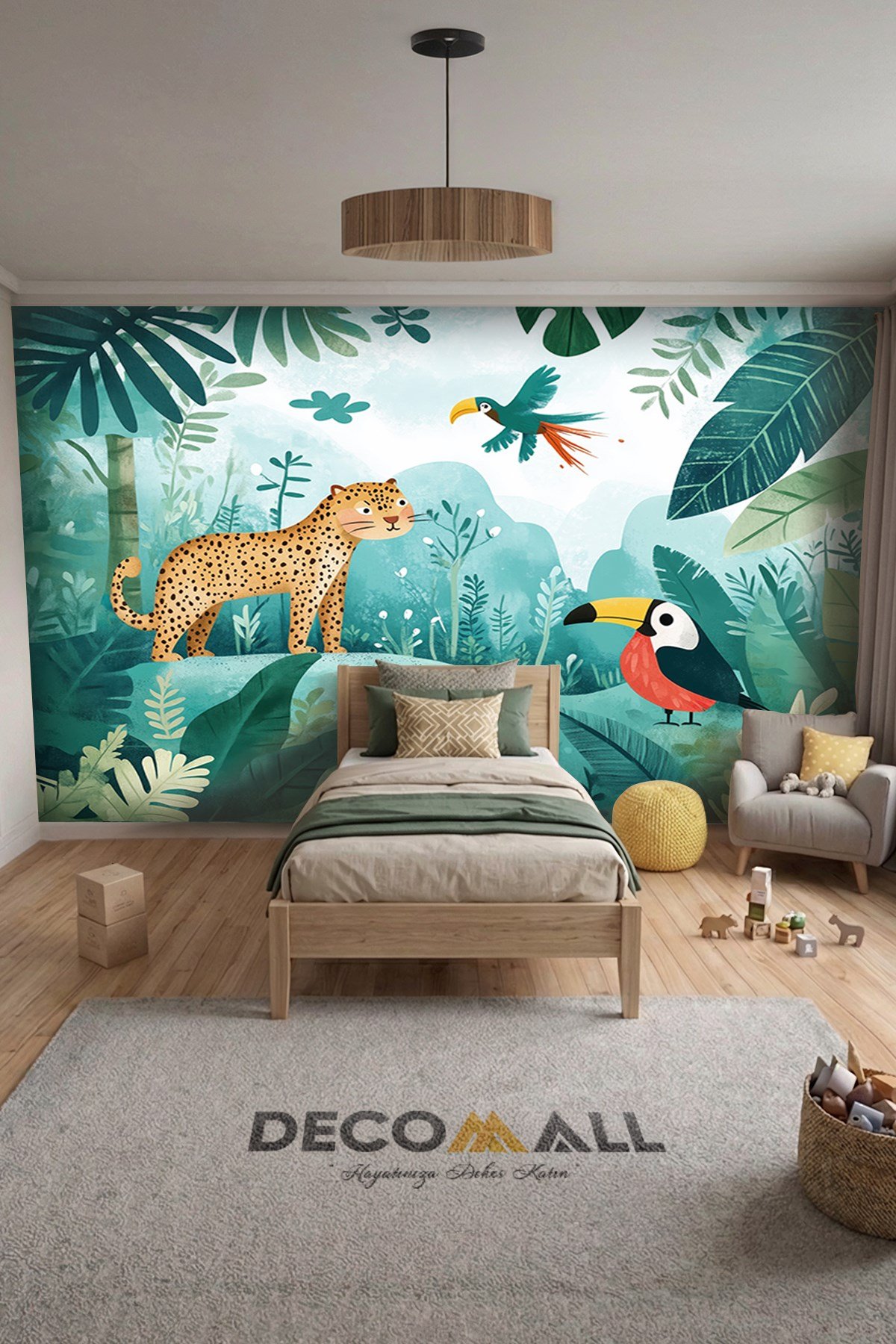 (Kids-2) Çocuk Bekek Genç Odası Tek Parça Duvar Kağıdı Kabartmalı 3D Görünümlü Yapışkan Hediyeli
