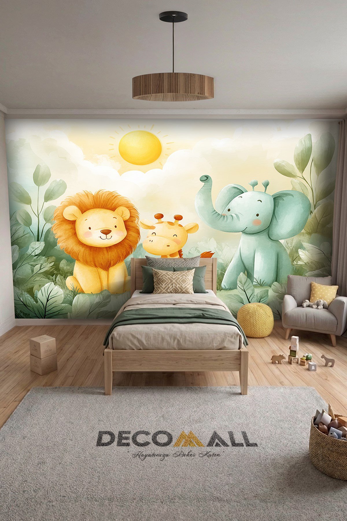 (Kids-22) Çocuk Bekek Genç Odası Tek Parça Duvar Kağıdı Kabartmalı 3D Görünümlü Yapışkan Hediyeli