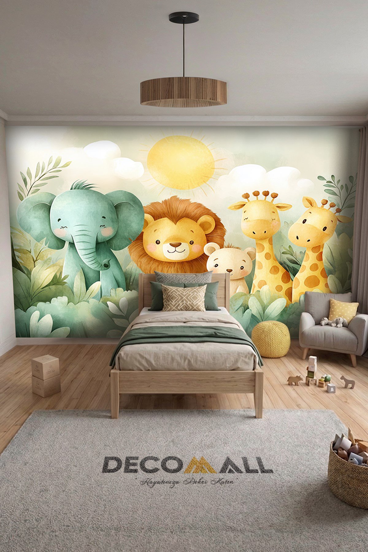 (Kids-23) Çocuk Bekek Genç Odası Tek Parça Duvar Kağıdı Kabartmalı 3D Görünümlü Yapışkan Hediyeli