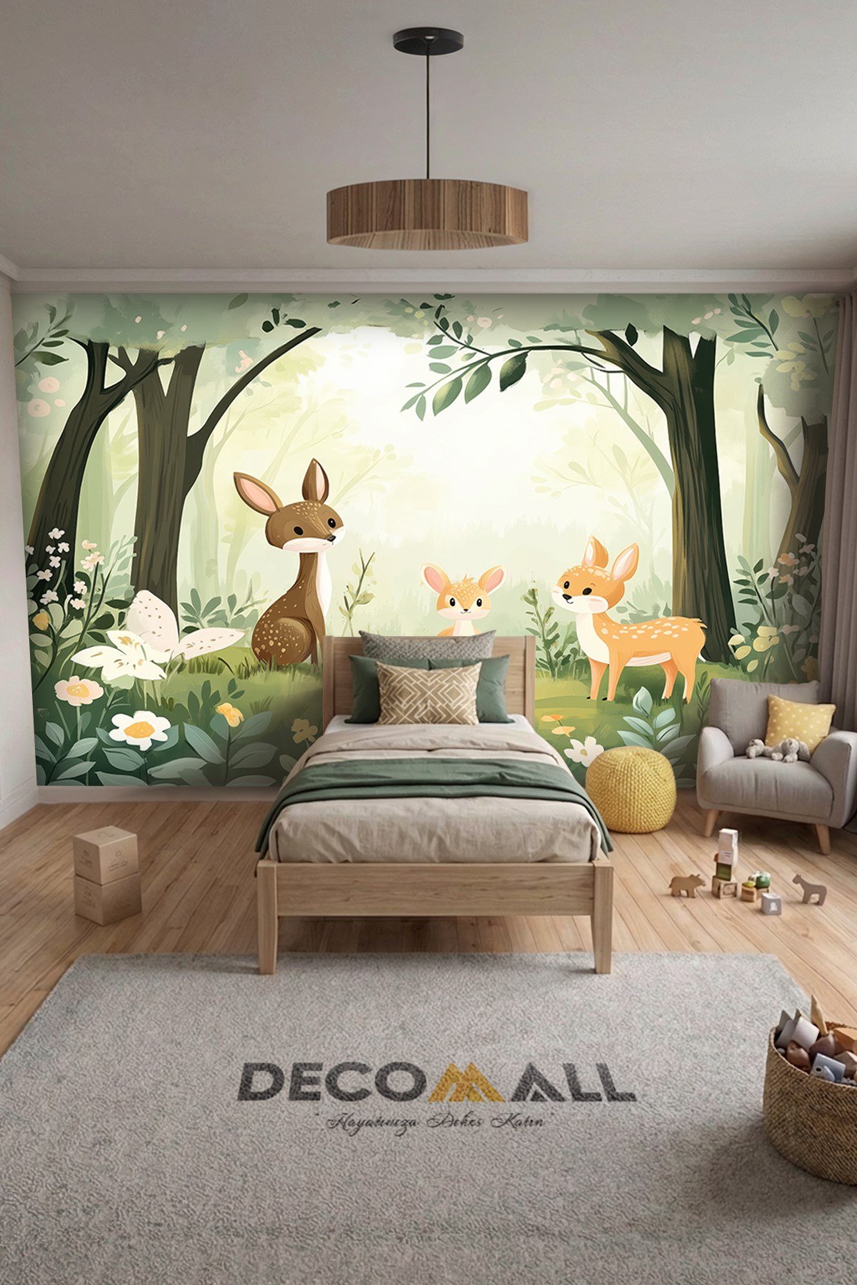 (Kids-25) Çocuk Bekek Genç Odası Tek Parça Duvar Kağıdı Kabartmalı 3D Görünümlü Yapışkan Hediyeli
