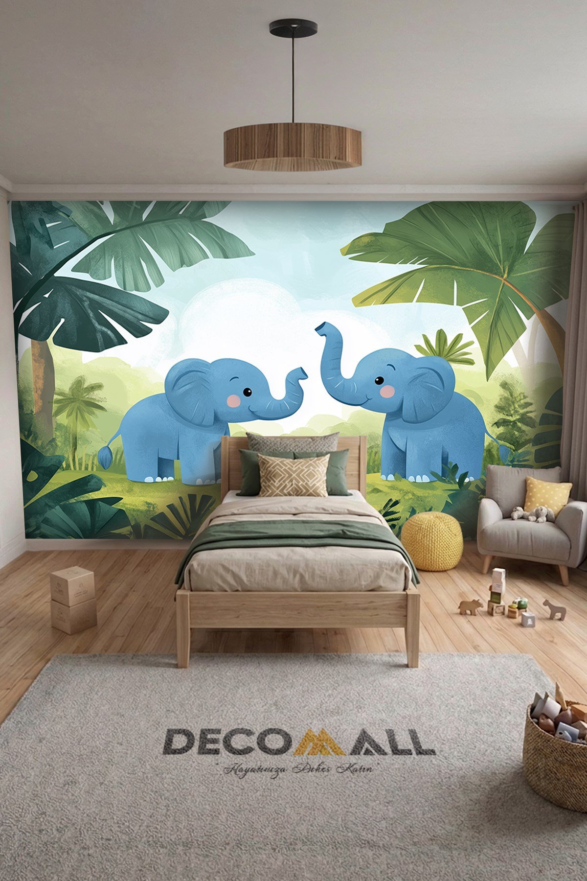 (Kids-27) Çocuk Bekek Genç Odası Tek Parça Duvar Kağıdı Kabartmalı 3D Görünümlü Yapışkan Hediyeli