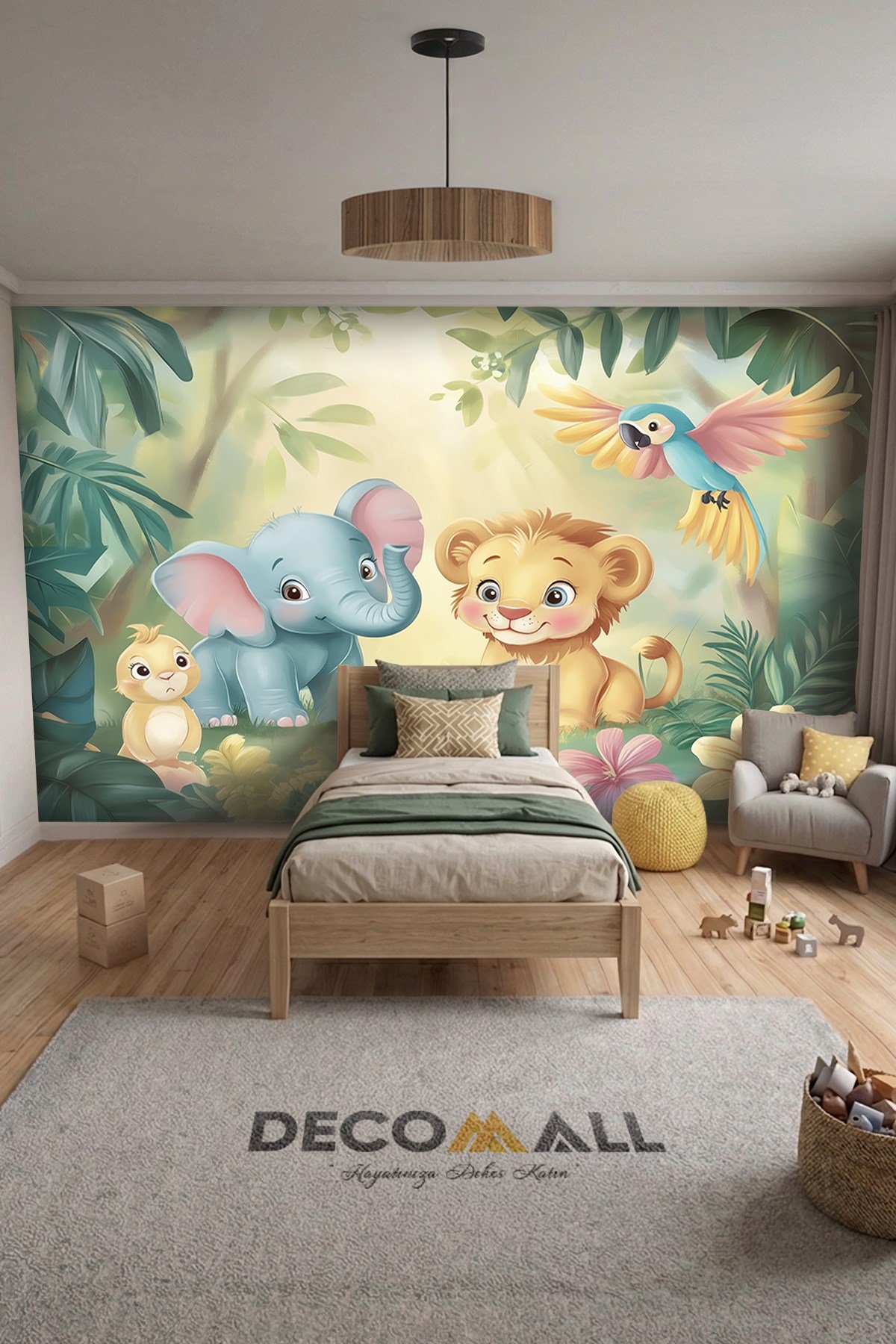 (Kids-28) Çocuk Bekek Genç Odası Tek Parça Duvar Kağıdı Kabartmalı 3D Görünümlü Yapışkan Hediyeli