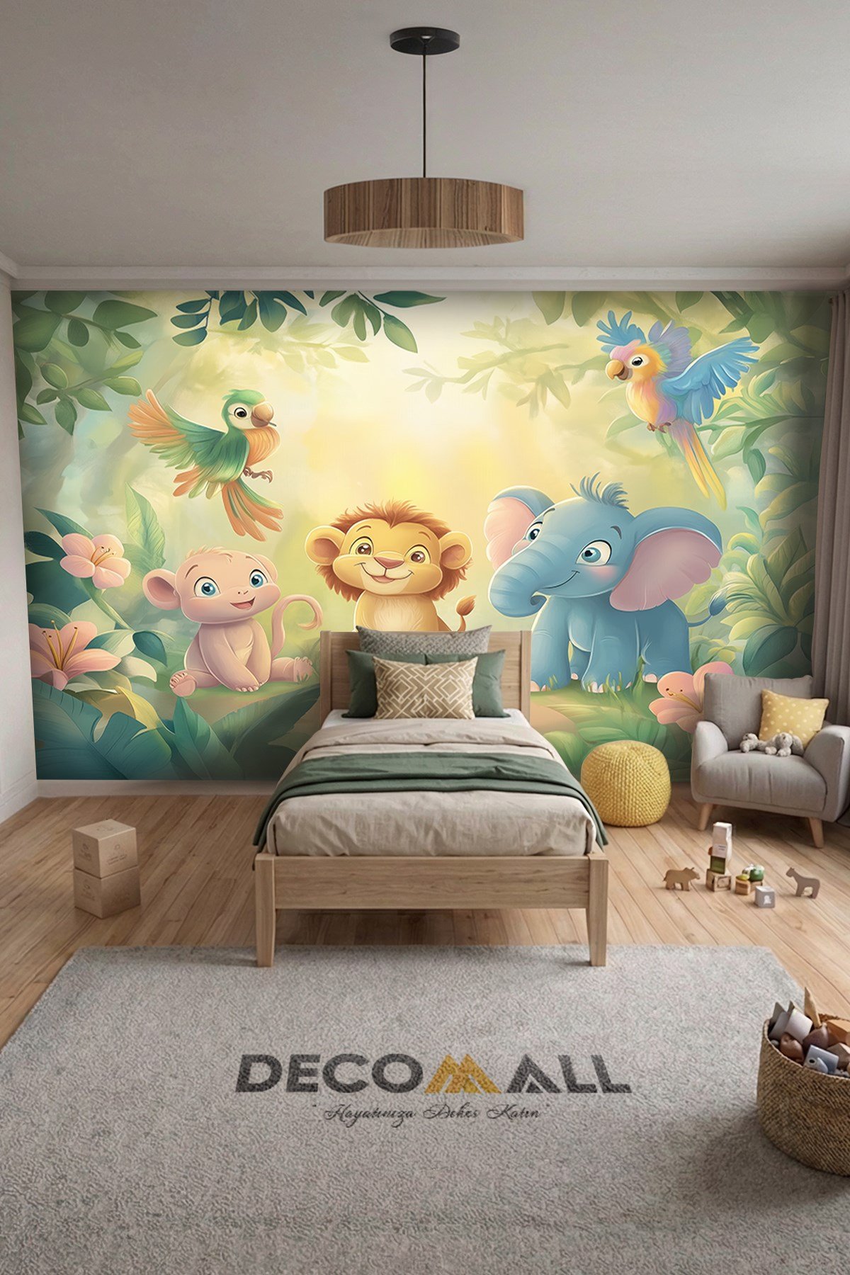 (Kids-29) Çocuk Bekek Genç Odası Tek Parça Duvar Kağıdı Kabartmalı 3D Görünümlü Yapışkan Hediyeli