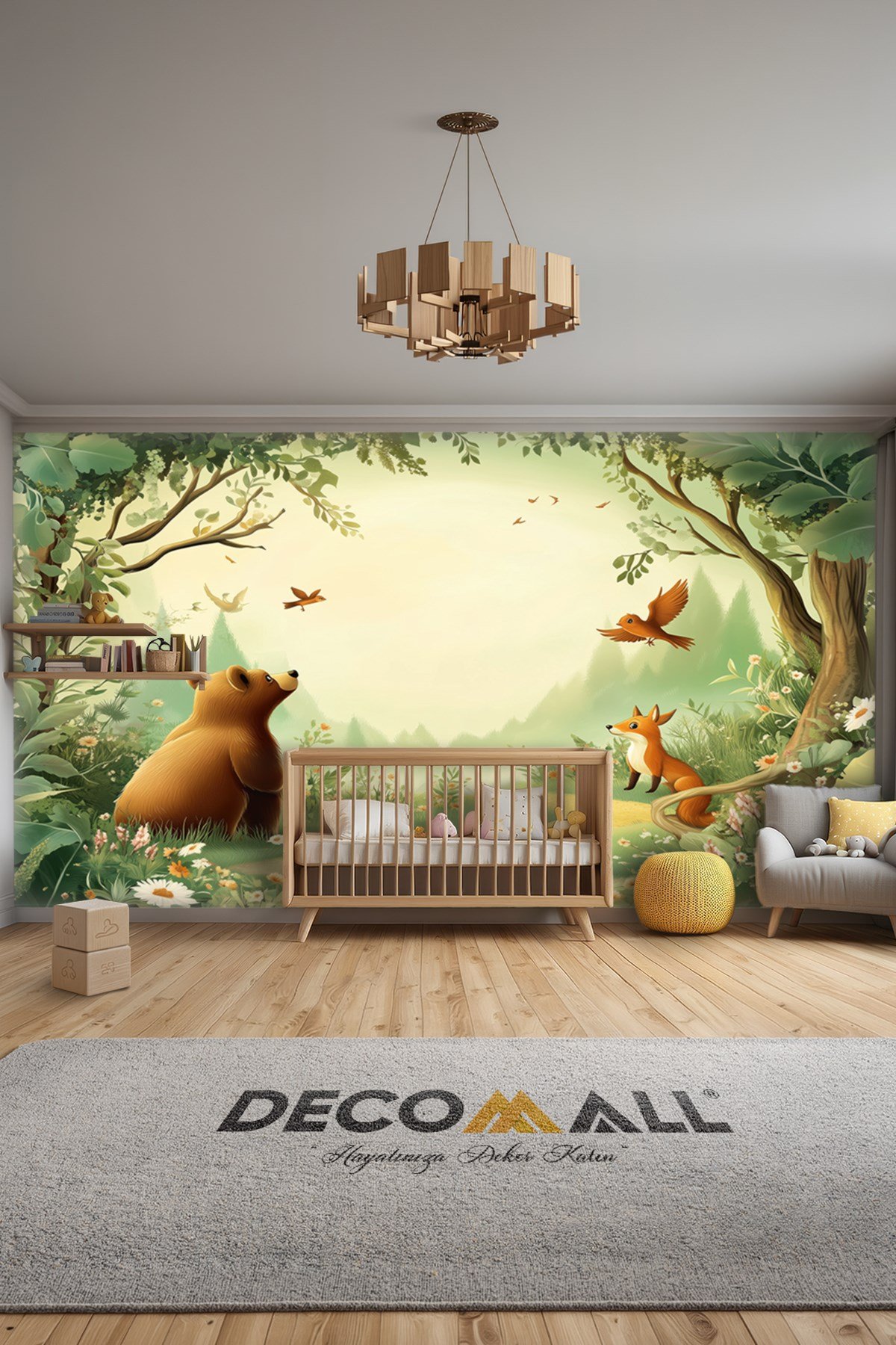 (Kids-31) Çocuk Bekek Genç Odası Tek Parça Duvar Kağıdı Kabartmalı 3D Görünümlü Yapışkan Hediyeli