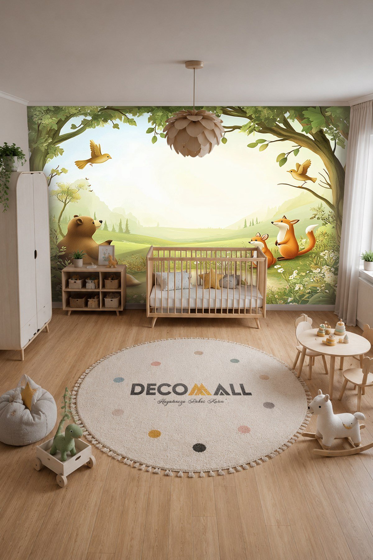 (Kids-32) Çocuk Bekek Genç Odası Tek Parça Duvar Kağıdı Kabartmalı 3D Görünümlü Yapışkan Hediyeli