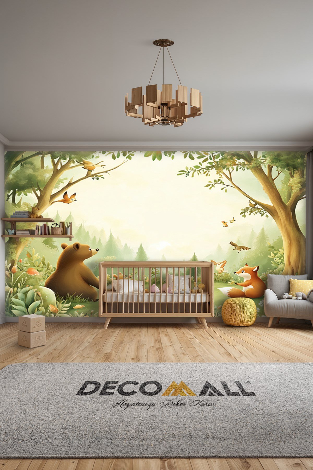 (Kids-33) Çocuk Bekek Genç Odası Tek Parça Duvar Kağıdı Kabartmalı 3D Görünümlü Yapışkan Hediyeli