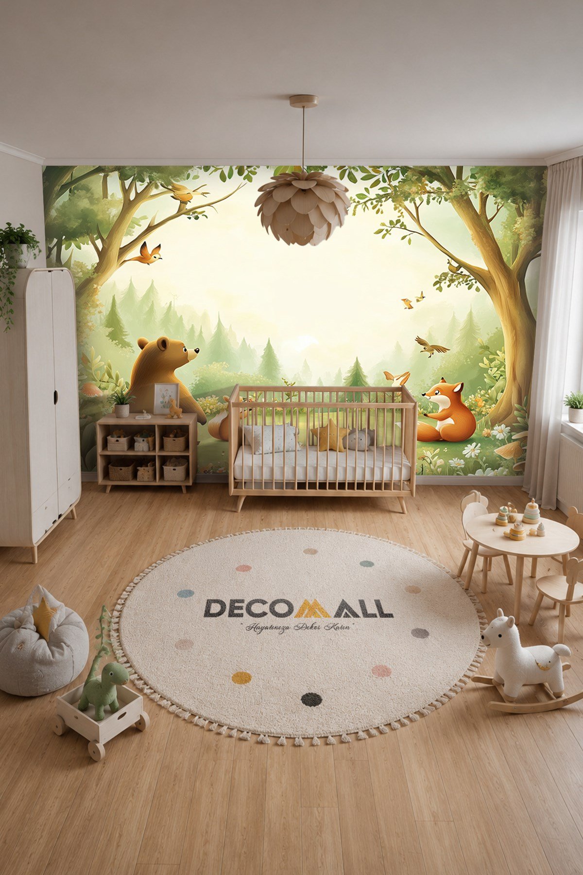 (Kids-33) Çocuk Bekek Genç Odası Tek Parça Duvar Kağıdı Kabartmalı 3D Görünümlü Yapışkan Hediyeli