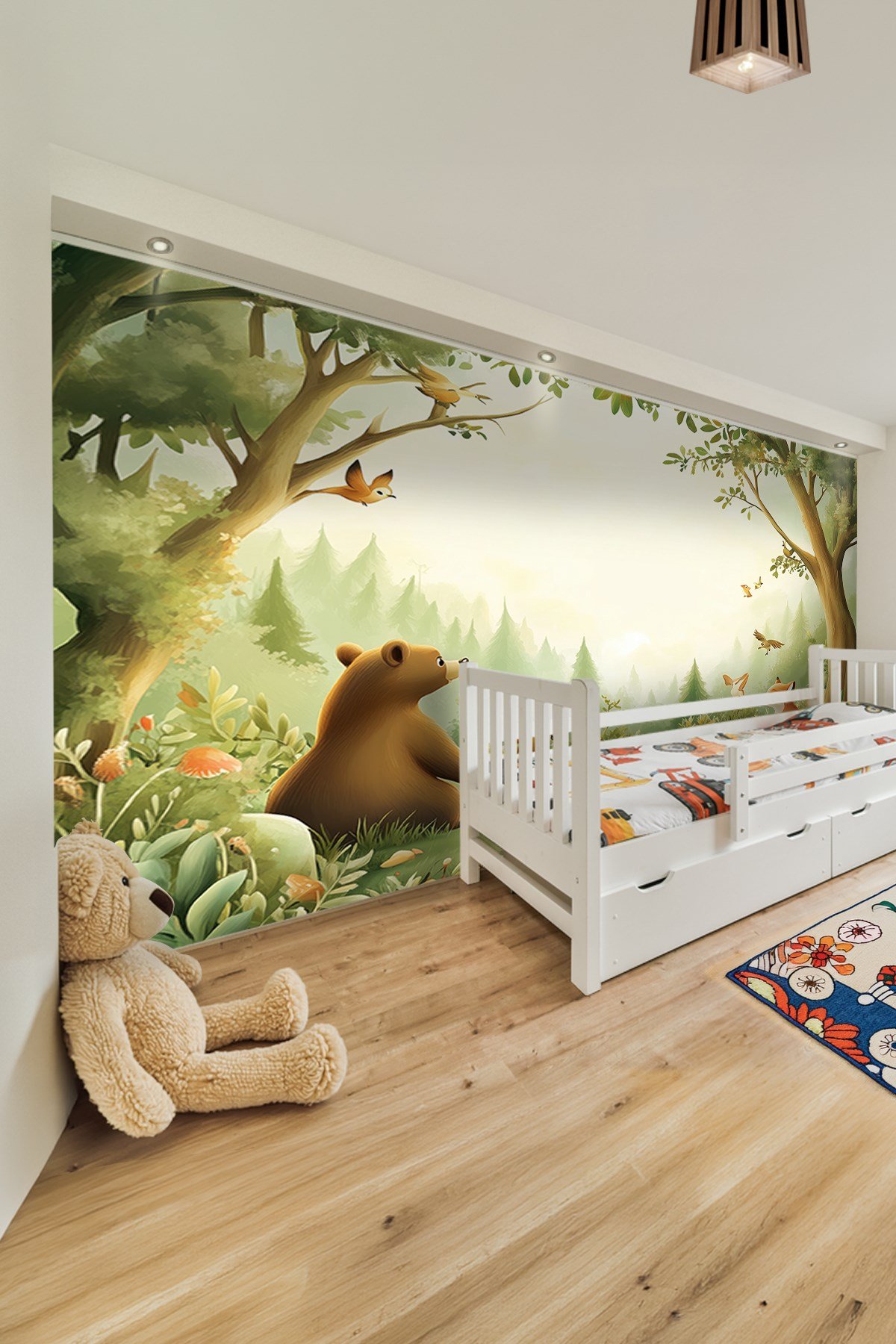 (Kids-33) Çocuk Bekek Genç Odası Tek Parça Duvar Kağıdı Kabartmalı 3D Görünümlü Yapışkan Hediyeli