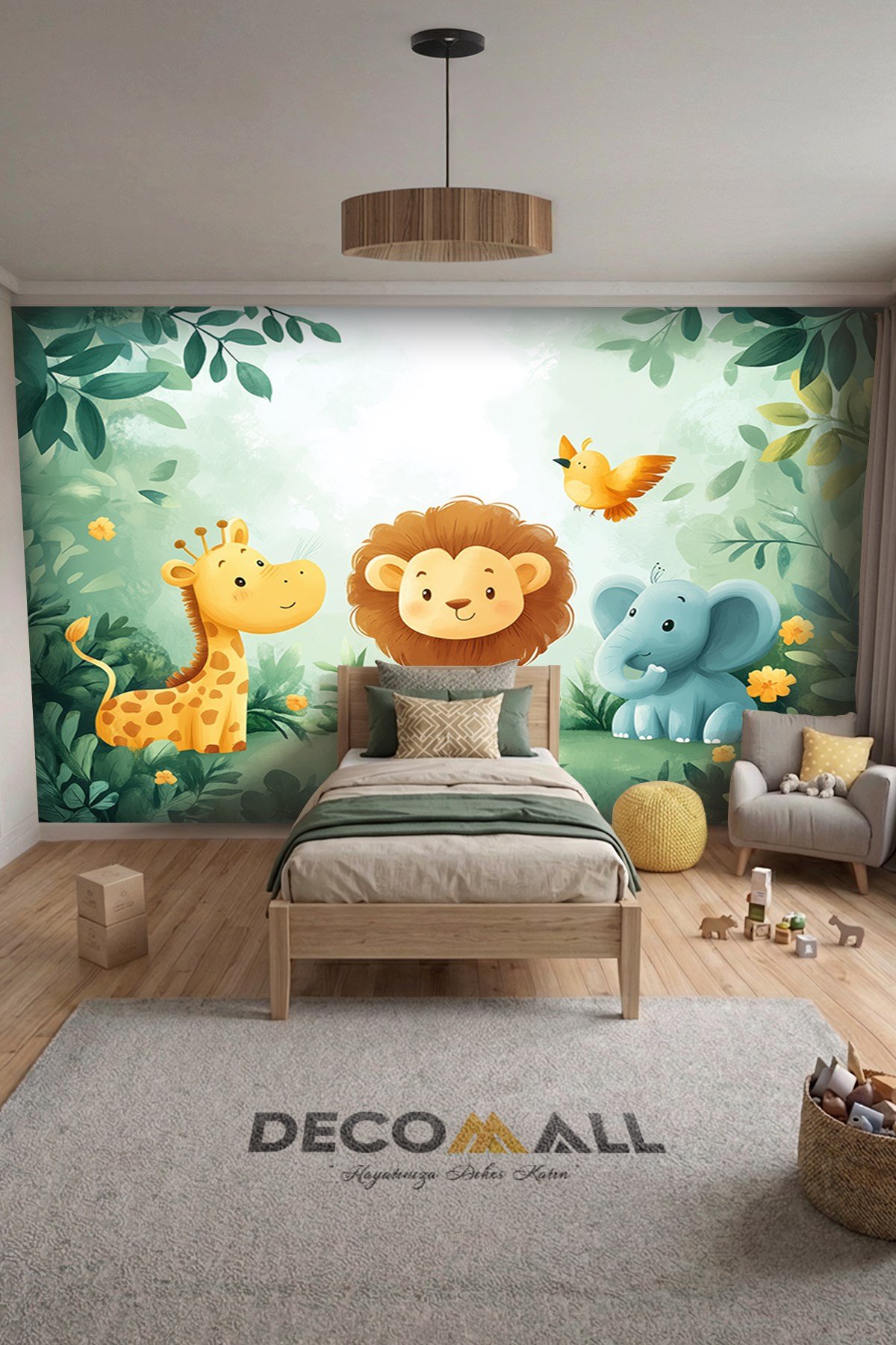 (Kids-34) Çocuk Bekek Genç Odası Tek Parça Duvar Kağıdı Kabartmalı 3D Görünümlü Yapışkan Hediyeli